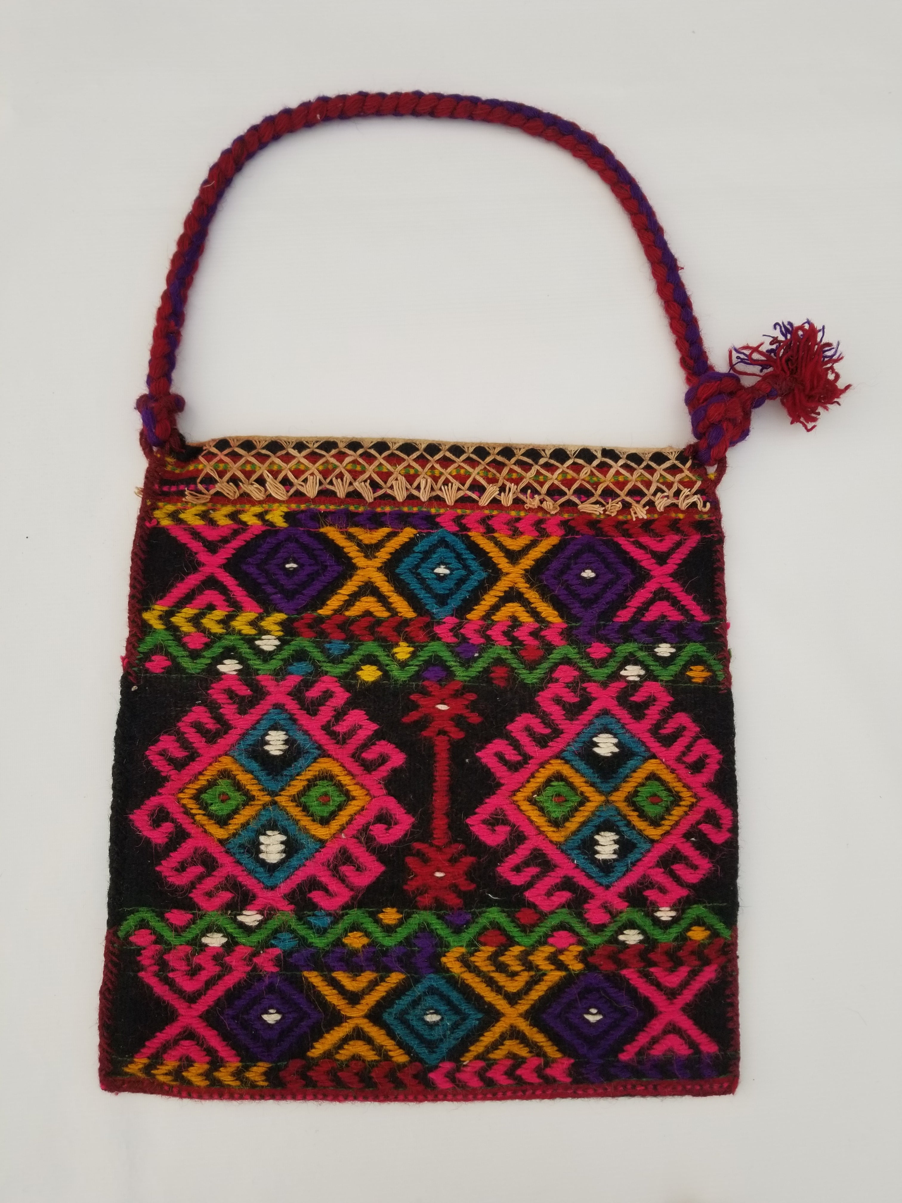 Vintage Traditional Handmade Afghan Wool Multicolor Bag 46x44cm