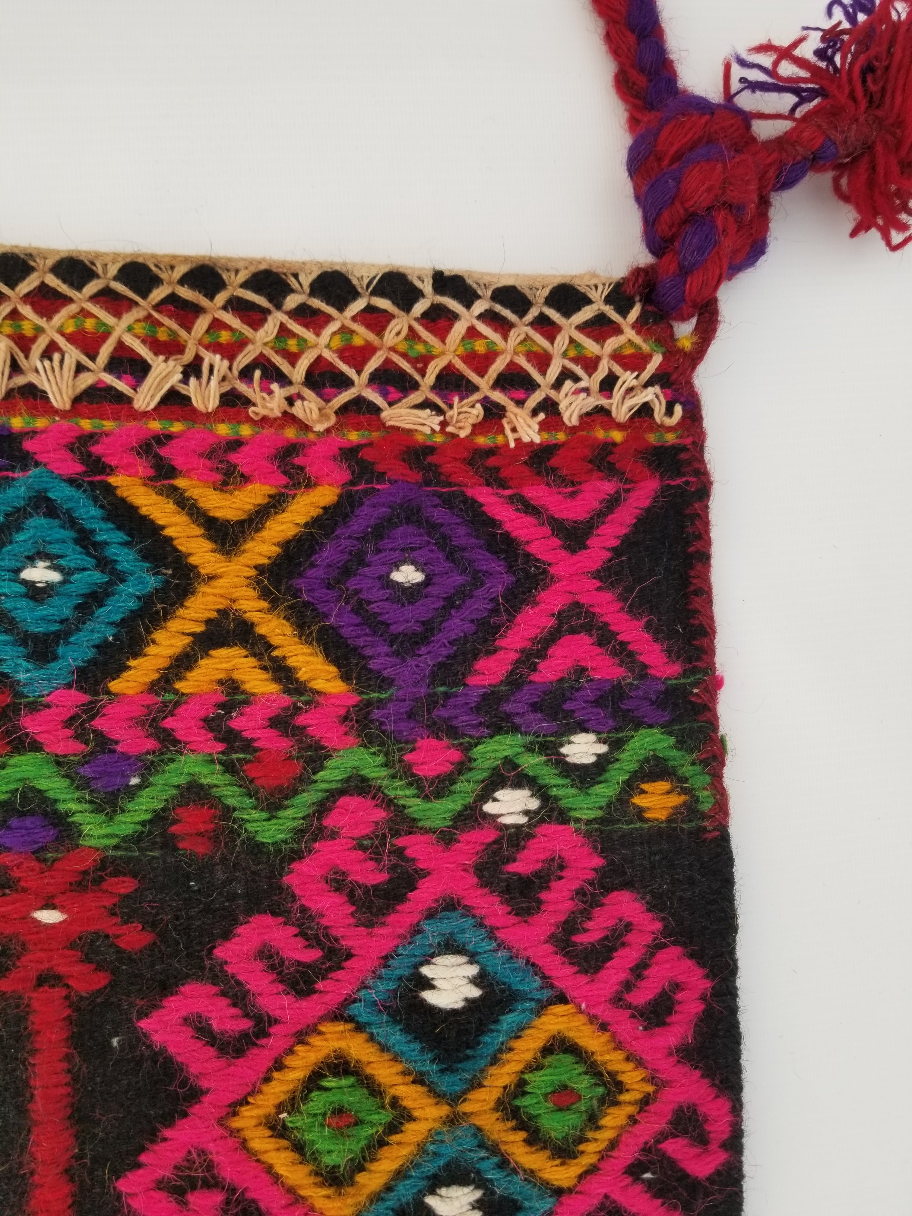 Vintage Traditional Handmade Afghan Wool Multicolor Bag 46x44cm