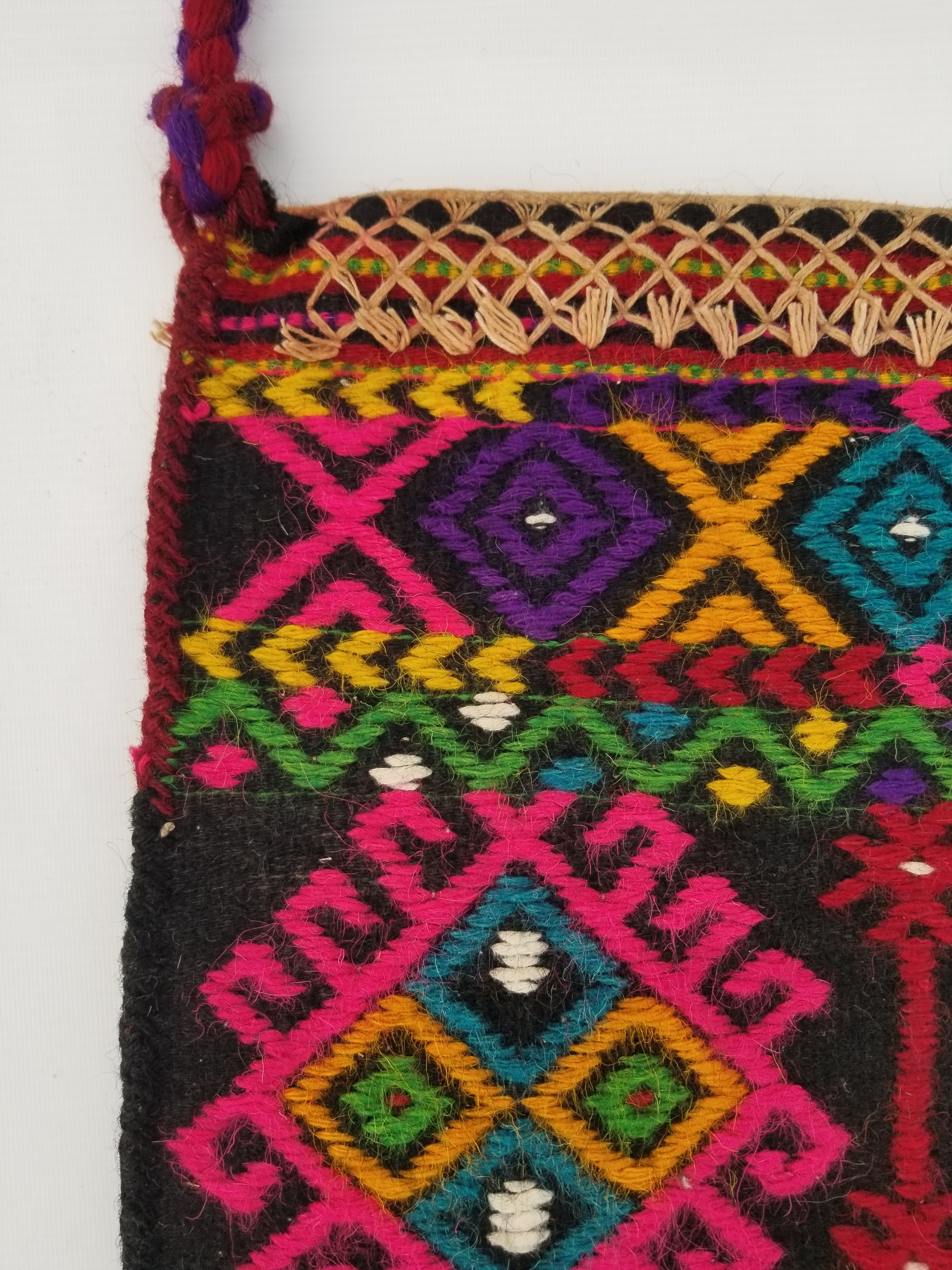 Vintage Traditional Handmade Afghan Wool Multicolor Bag 46x44cm