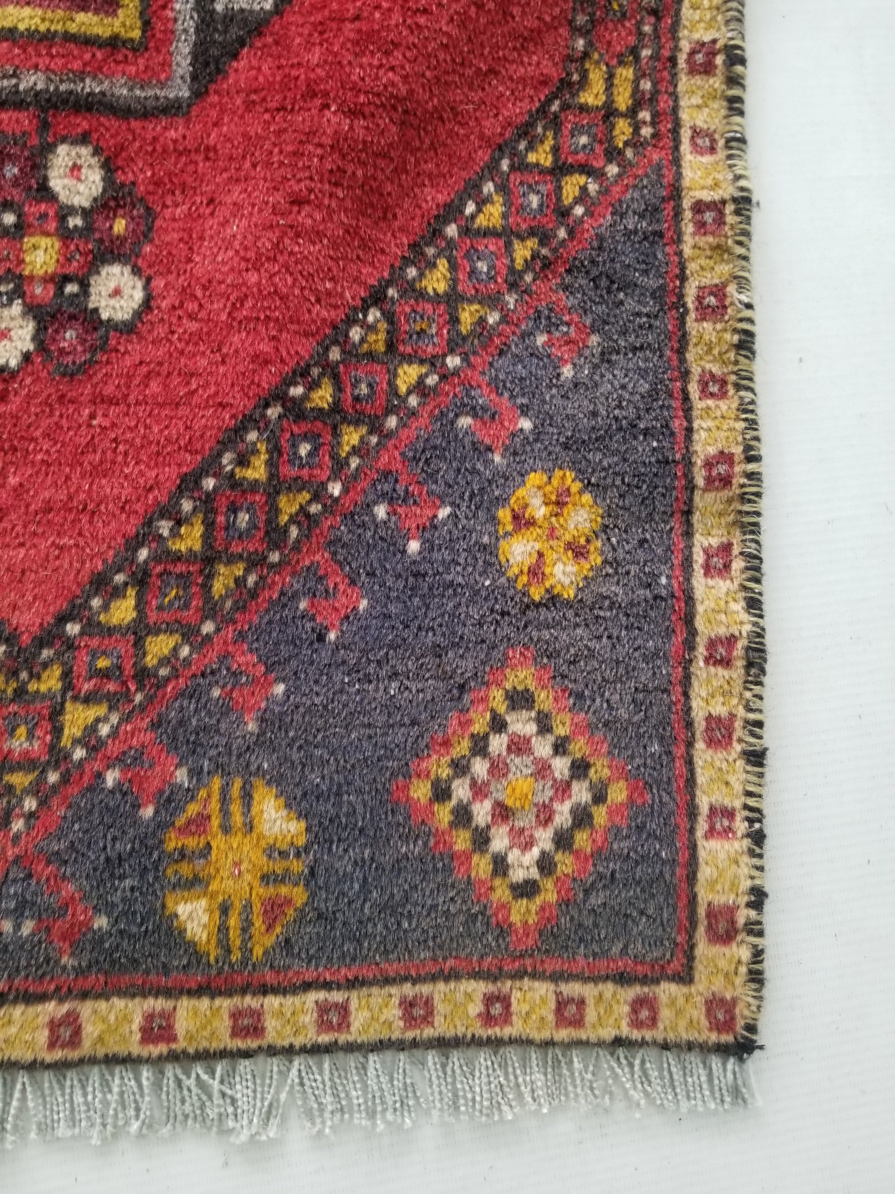 Vintage Traditional Handmade Turkish Oushak Wool Multicolor Rug 100x53cm