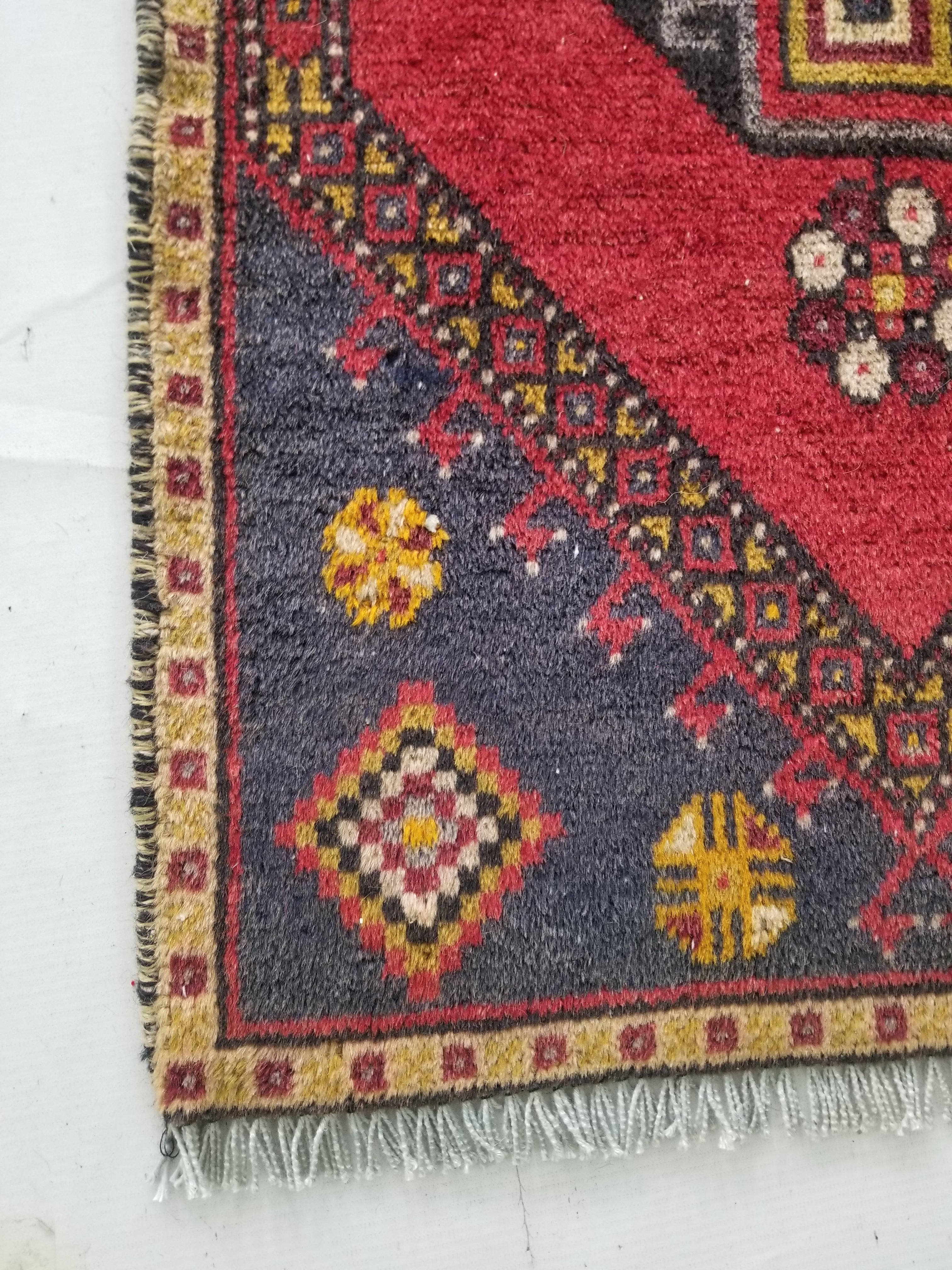 Vintage Traditional Handmade Turkish Oushak Wool Multicolor Rug 100x53cm
