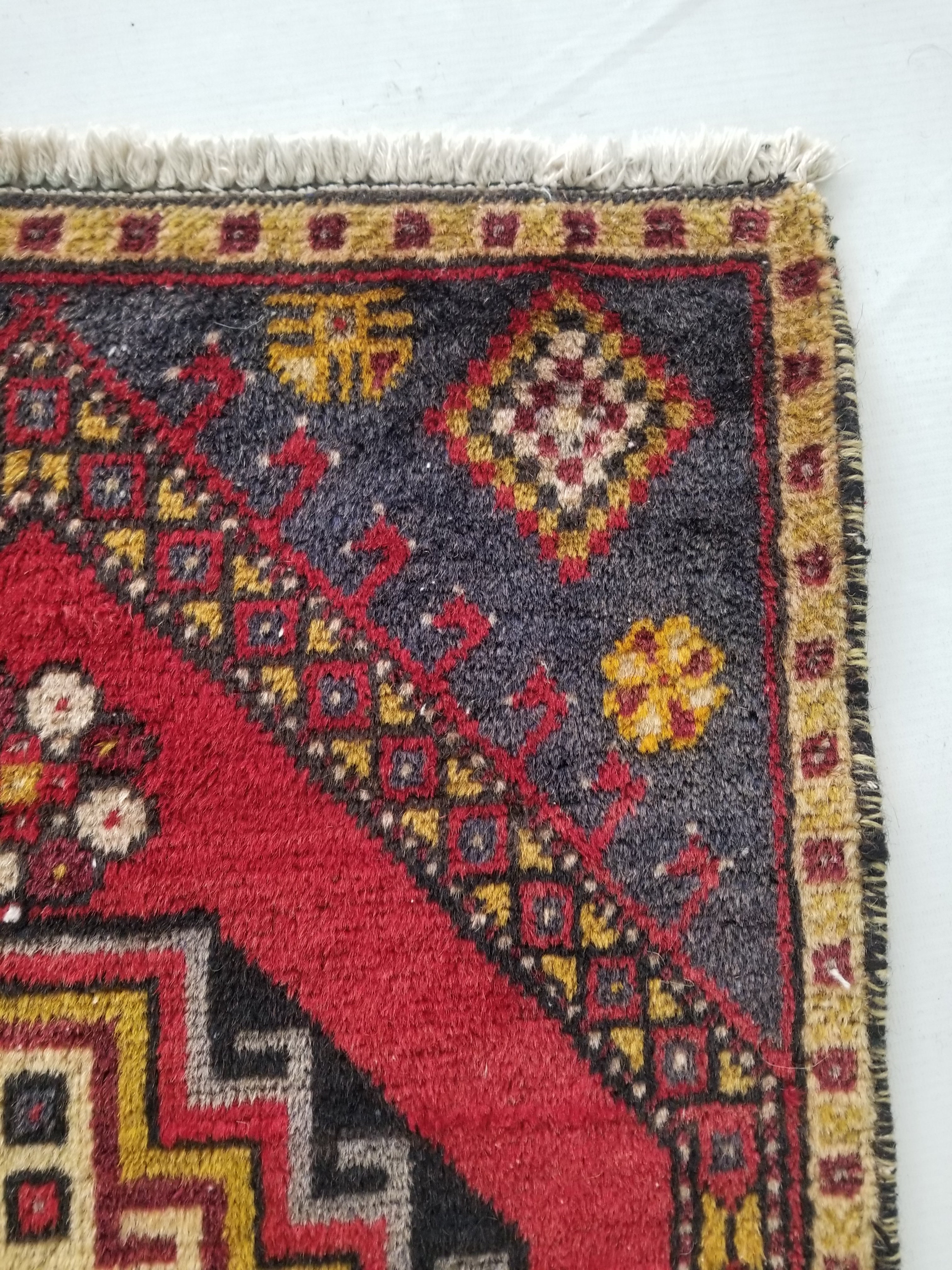 Vintage Traditional Handmade Turkish Oushak Wool Multicolor Rug 100x53cm