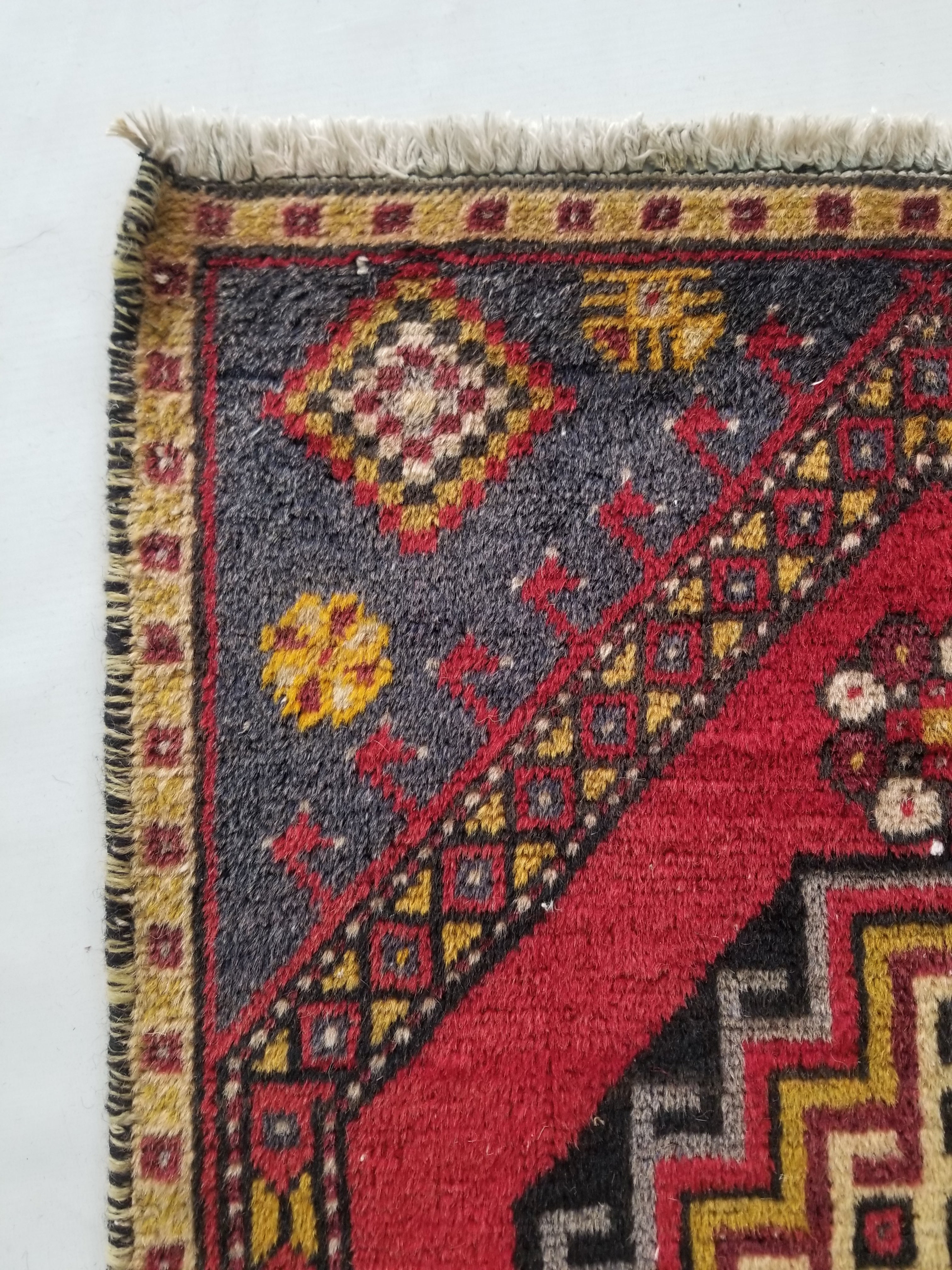Vintage Traditional Handmade Turkish Oushak Wool Multicolor Rug 100x53cm