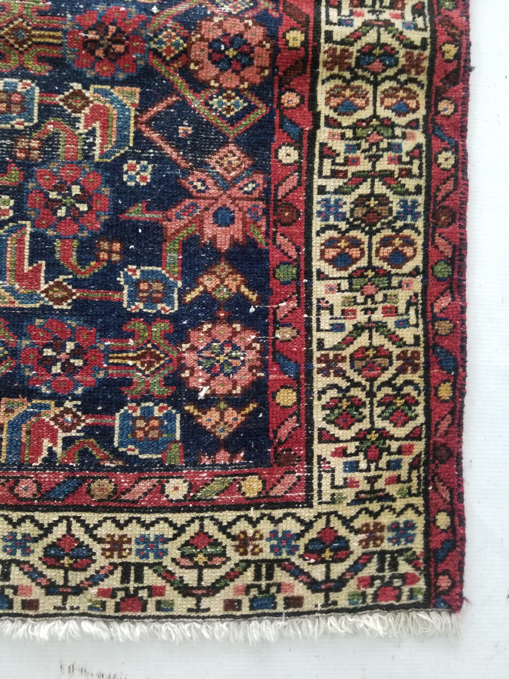 Distressed Antique Traditional Handmade Kurdish Wool Multicolor Rug 190x90cm