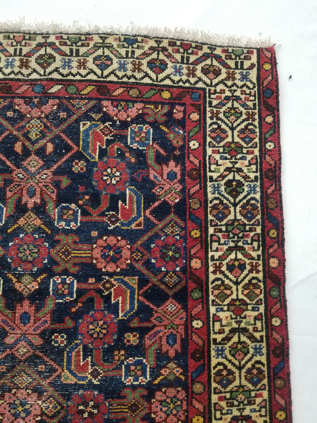 Distressed Antique Traditional Handmade Kurdish Wool Multicolor Rug 190x90cm