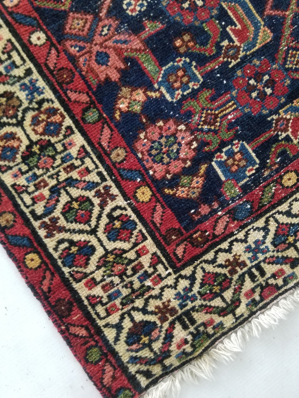 Distressed Antique Traditional Handmade Kurdish Wool Multicolor Rug 190x90cm