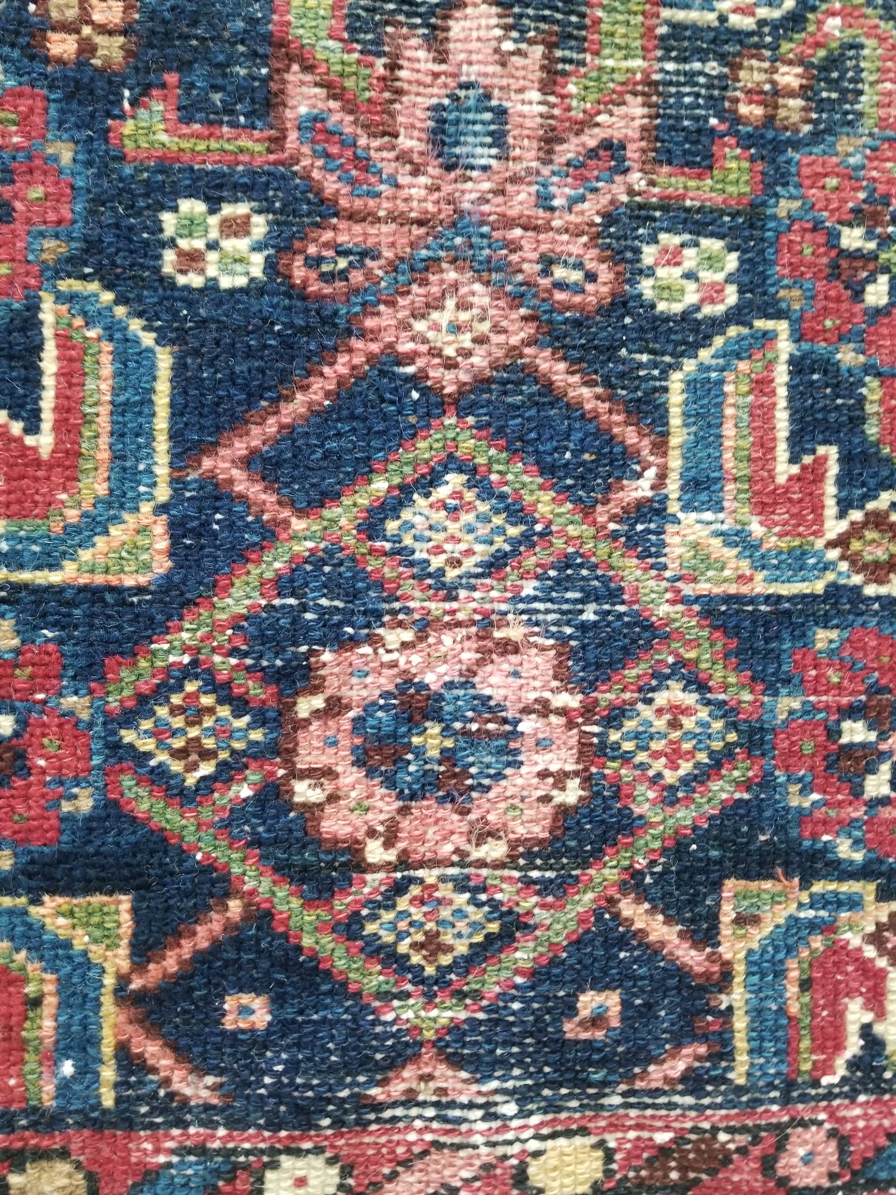 Distressed Antique Traditional Handmade Kurdish Wool Multicolor Rug 190x90cm