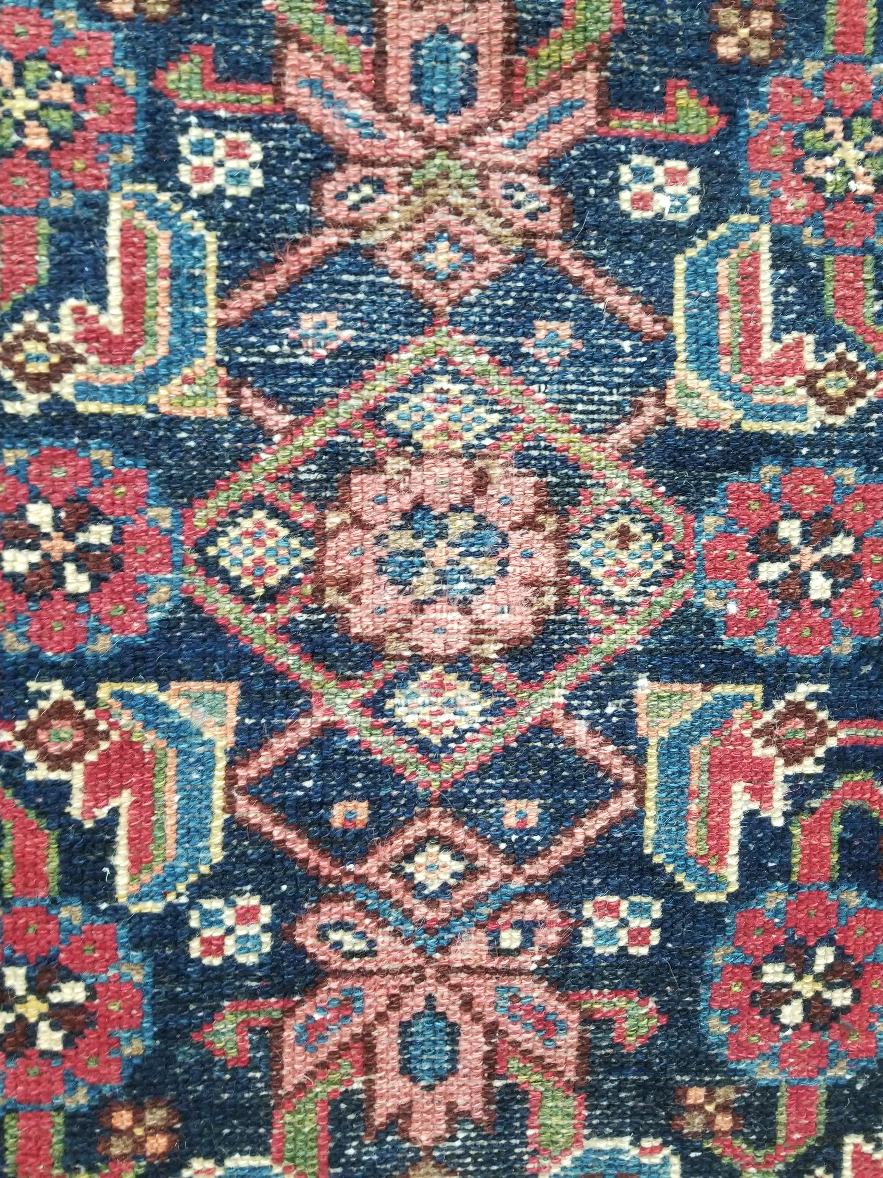 Distressed Antique Traditional Handmade Kurdish Wool Multicolor Rug 190x90cm