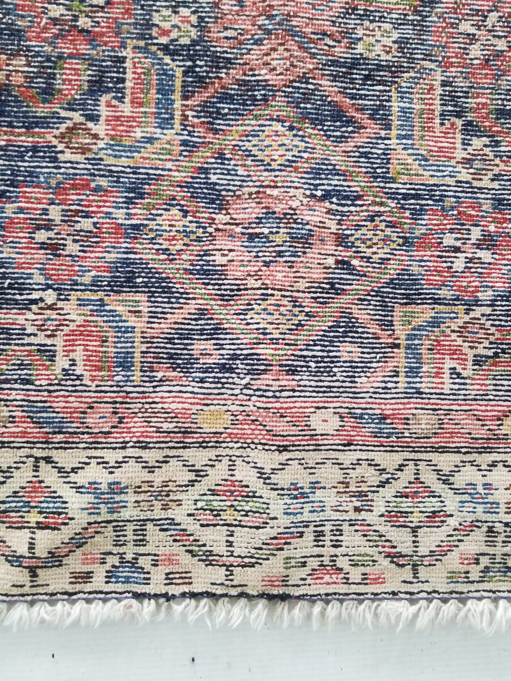 Distressed Antique Traditional Handmade Kurdish Wool Multicolor Rug 190x90cm