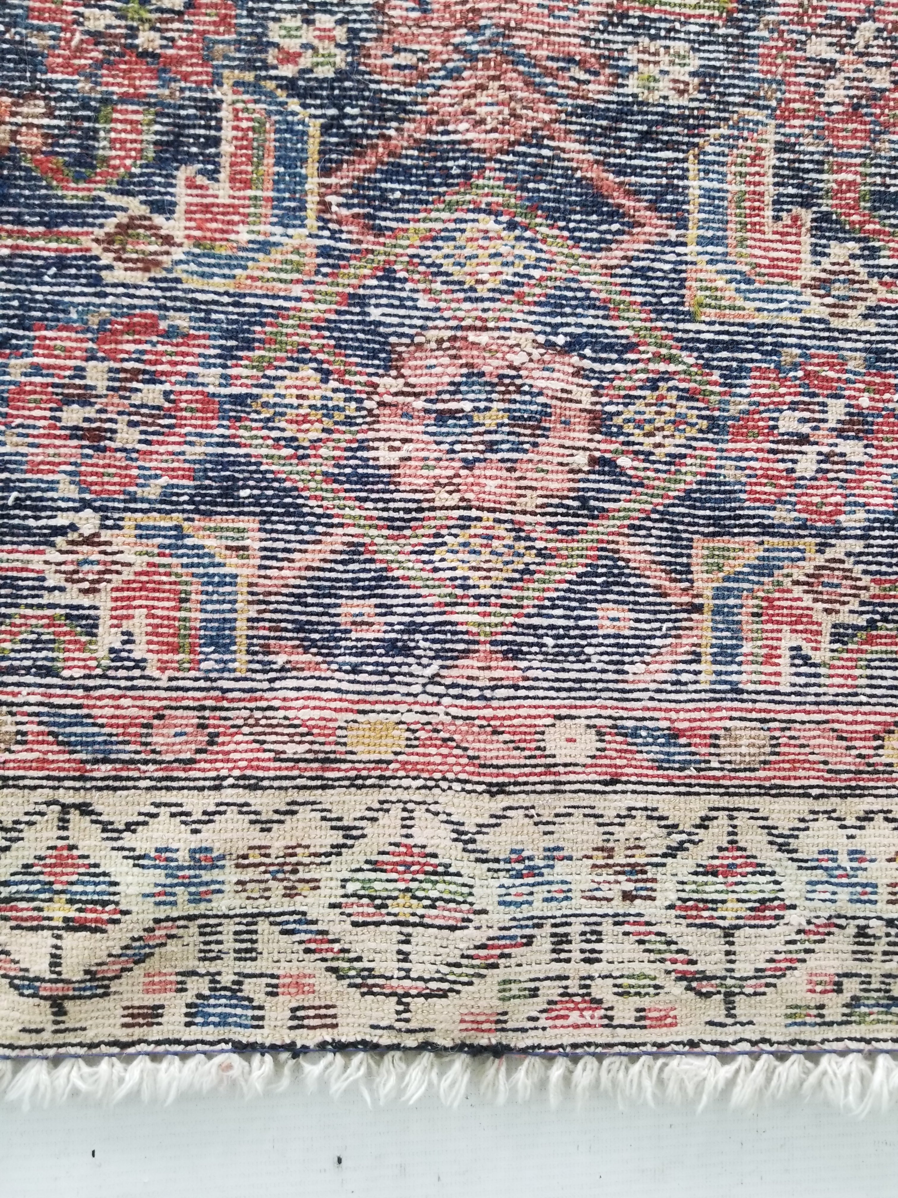 Distressed Antique Traditional Handmade Kurdish Wool Multicolor Rug 190x90cm