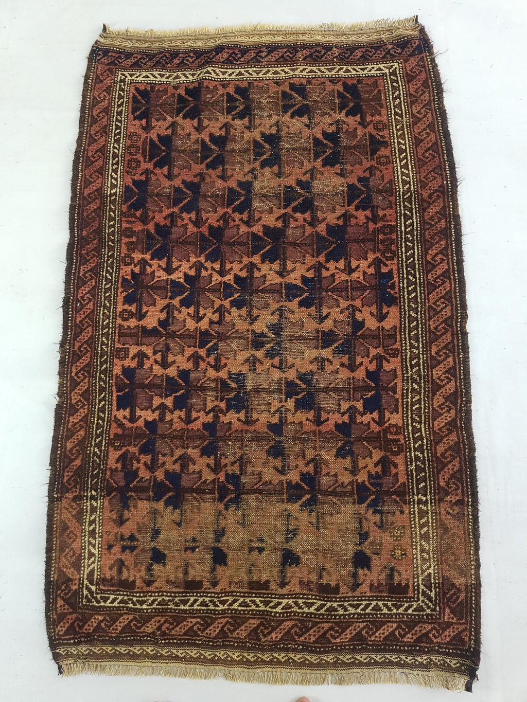 Distressed Antique Traditional Handmade Afghan Wool Multicolor Rug 141x89cm