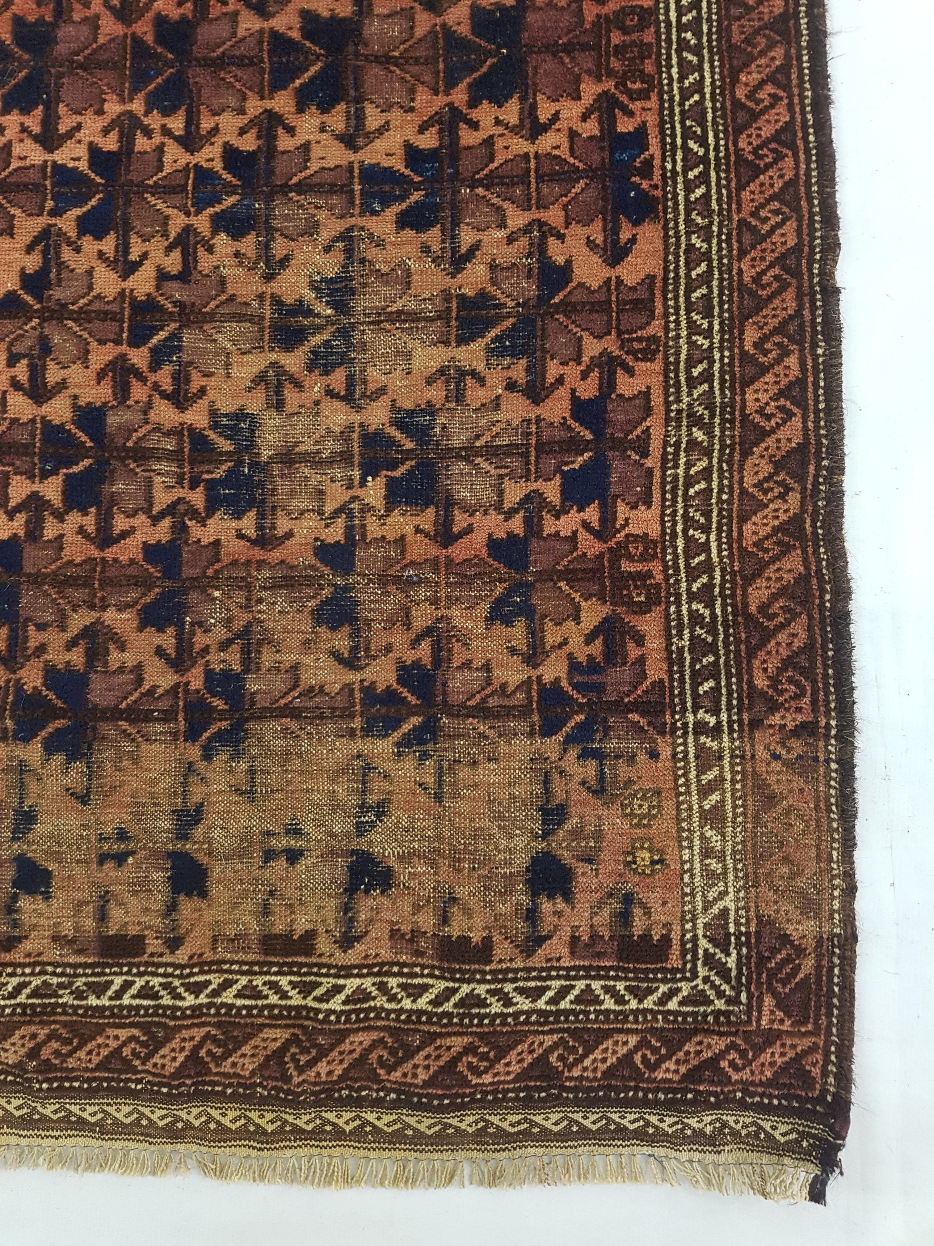 Distressed Antique Traditional Handmade Afghan Wool Multicolor Rug 141x89cm