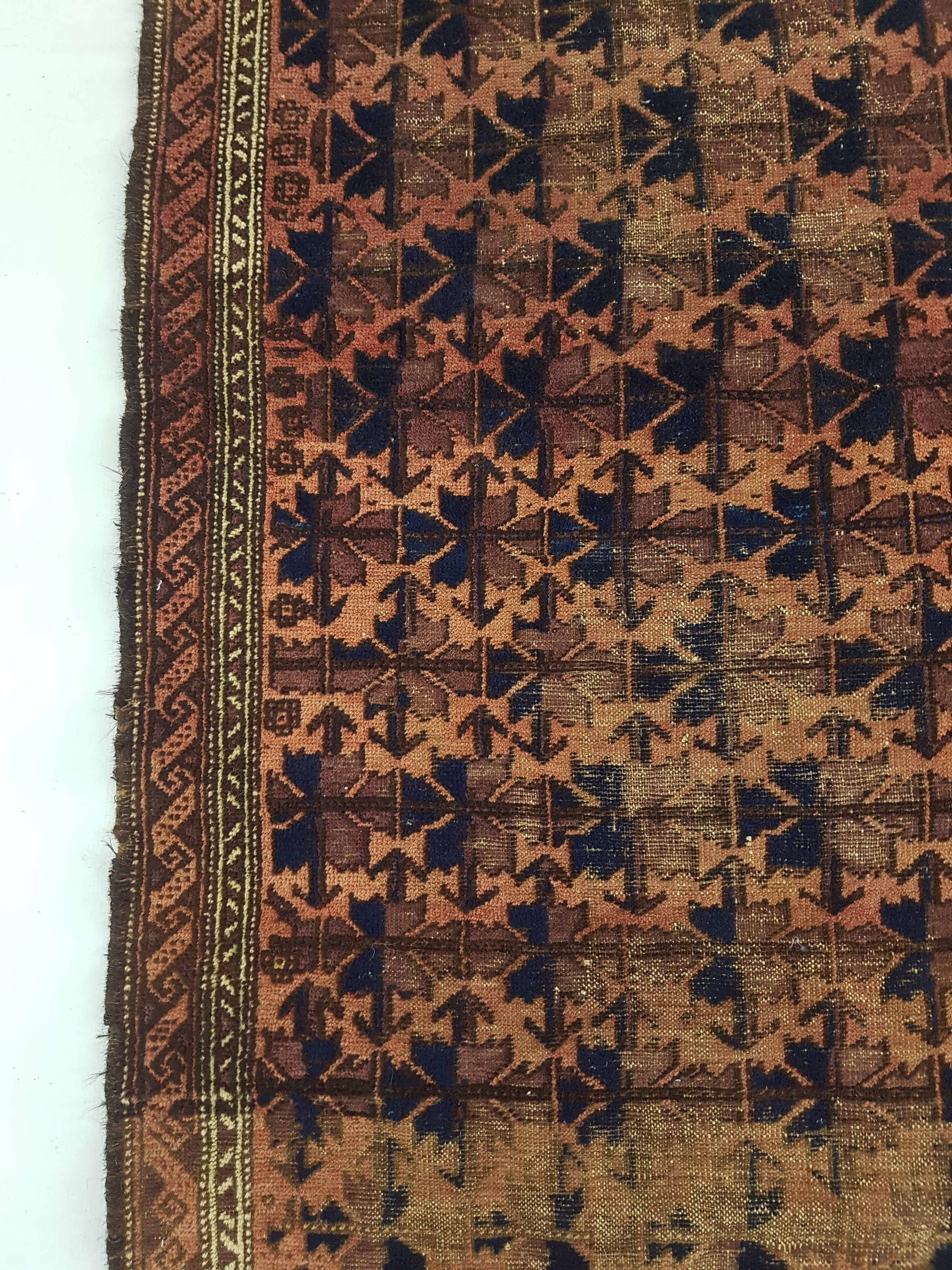 Distressed Antique Traditional Handmade Afghan Wool Multicolor Rug 141x89cm