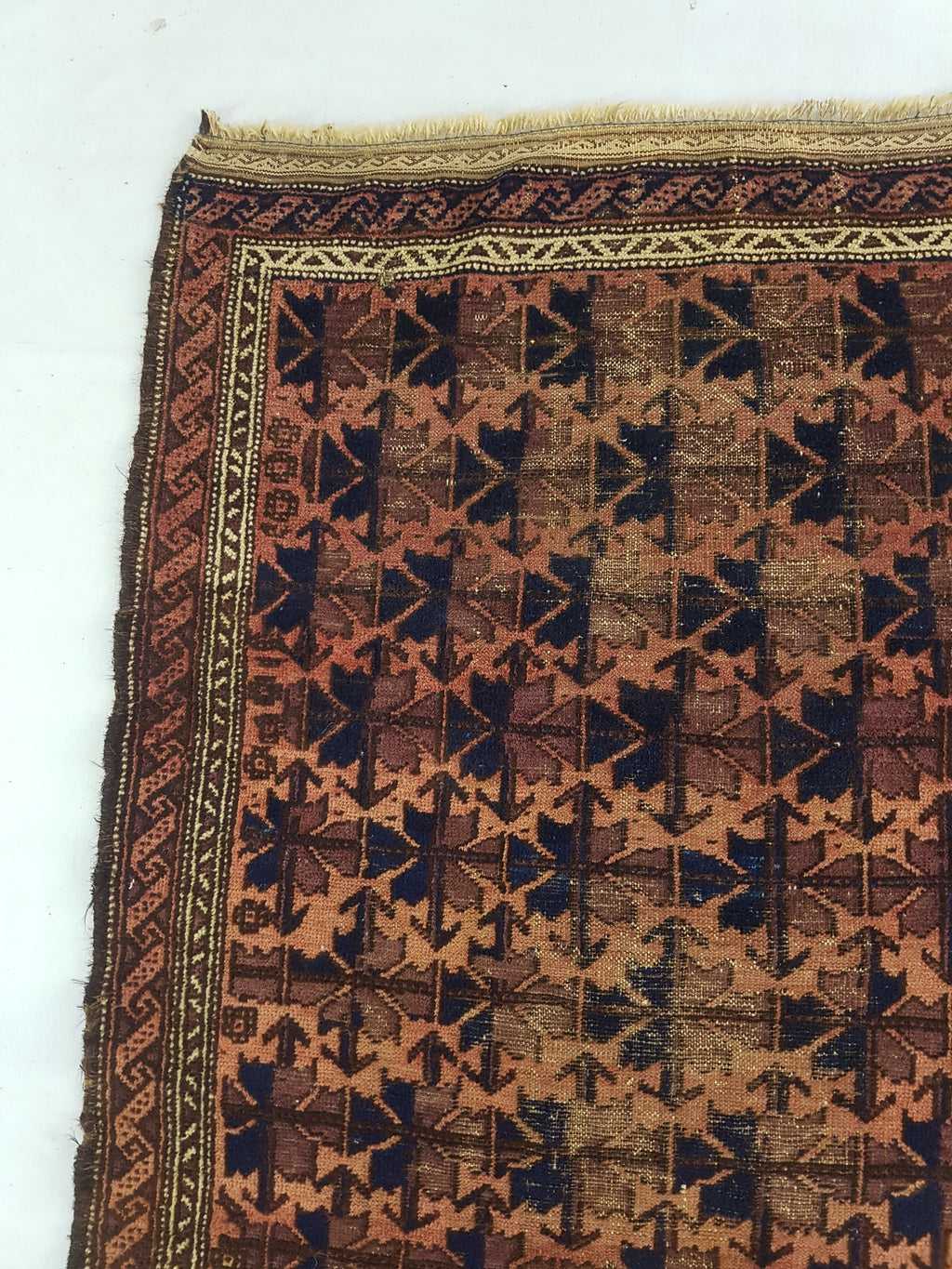 Distressed Antique Traditional Handmade Afghan Wool Multicolor Rug 141x89cm