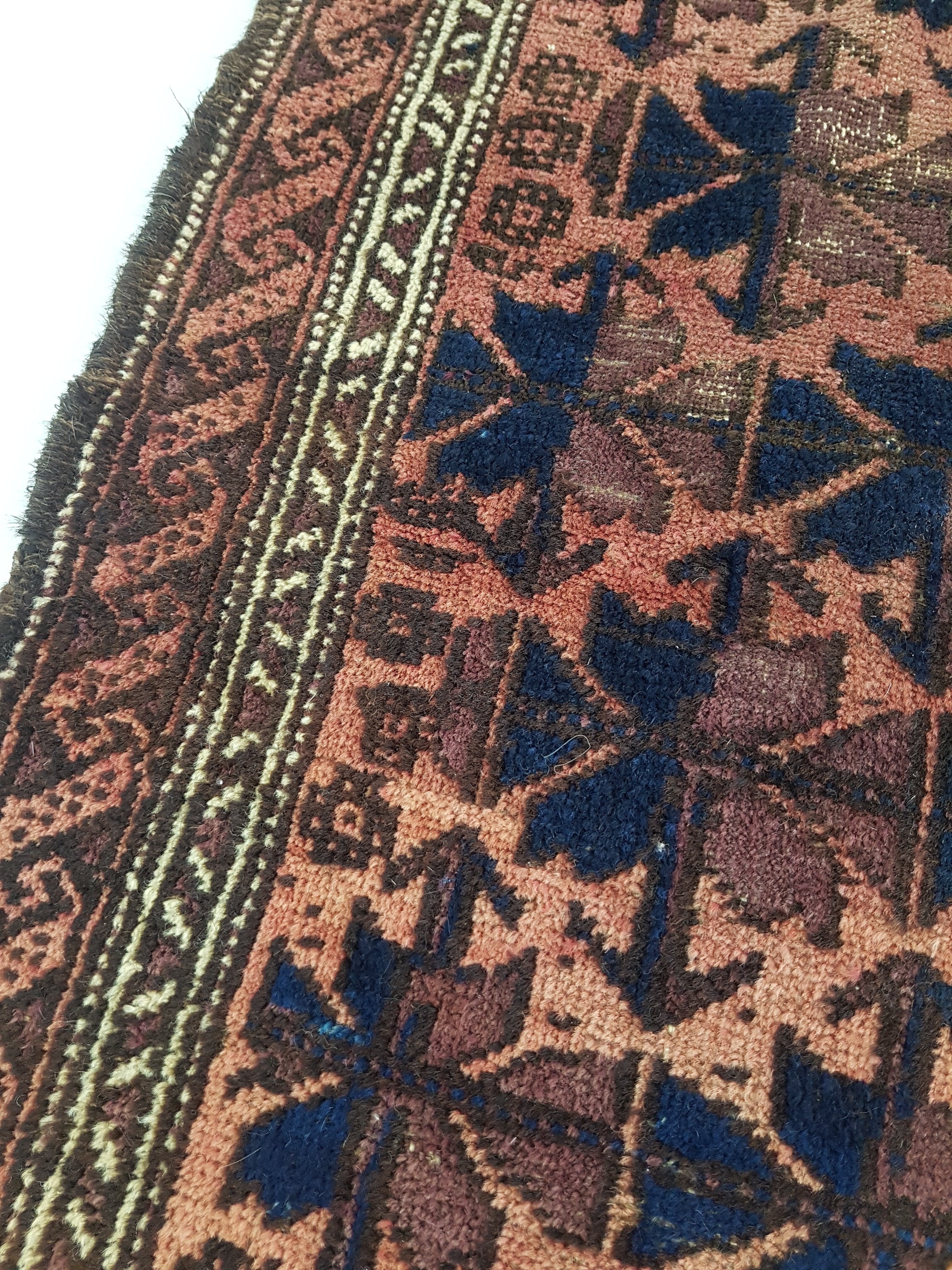 Distressed Antique Traditional Handmade Afghan Wool Multicolor Rug 141x89cm