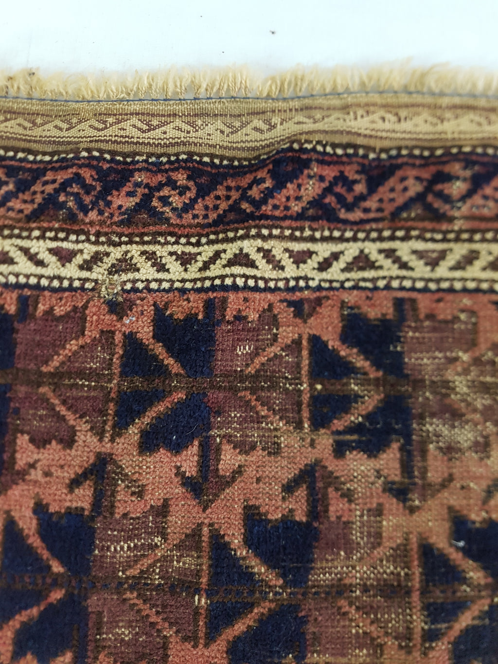 Distressed Antique Traditional Handmade Afghan Wool Multicolor Rug 141x89cm