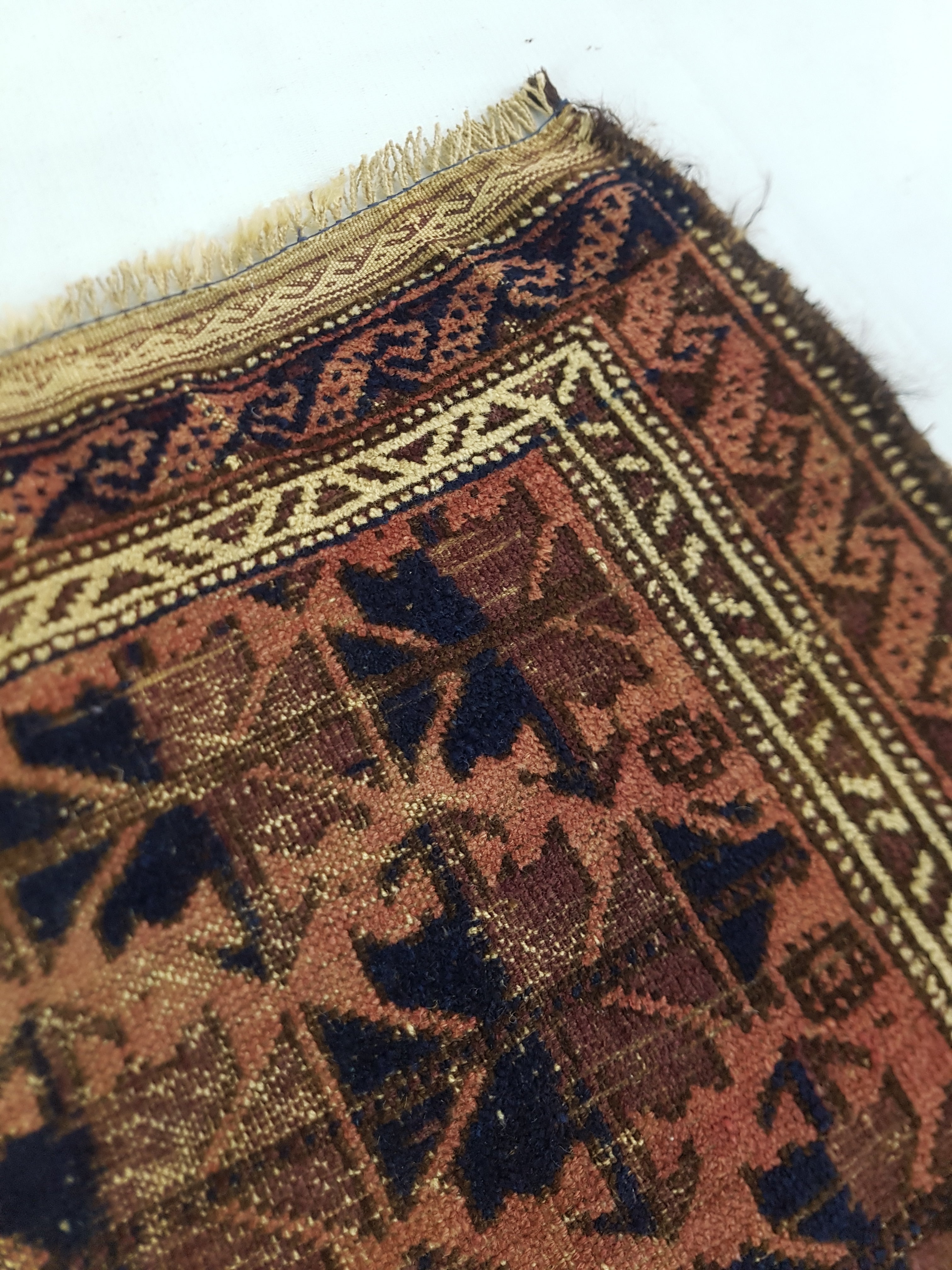 Distressed Antique Traditional Handmade Afghan Wool Multicolor Rug 141x89cm