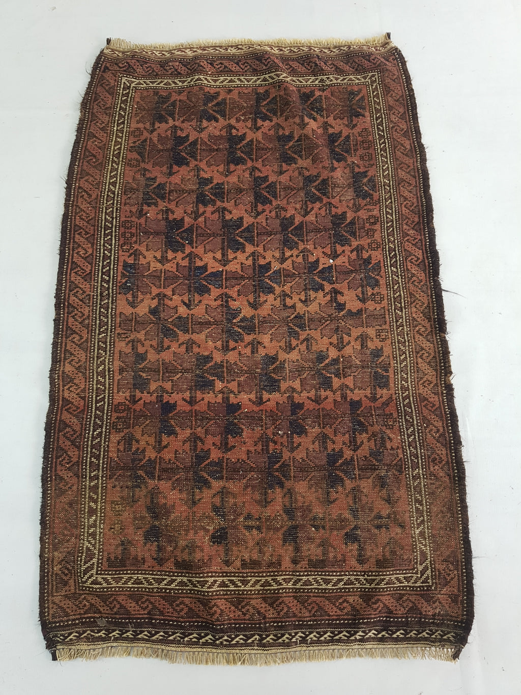 Distressed Antique Traditional Handmade Afghan Wool Multicolor Rug 141x89cm