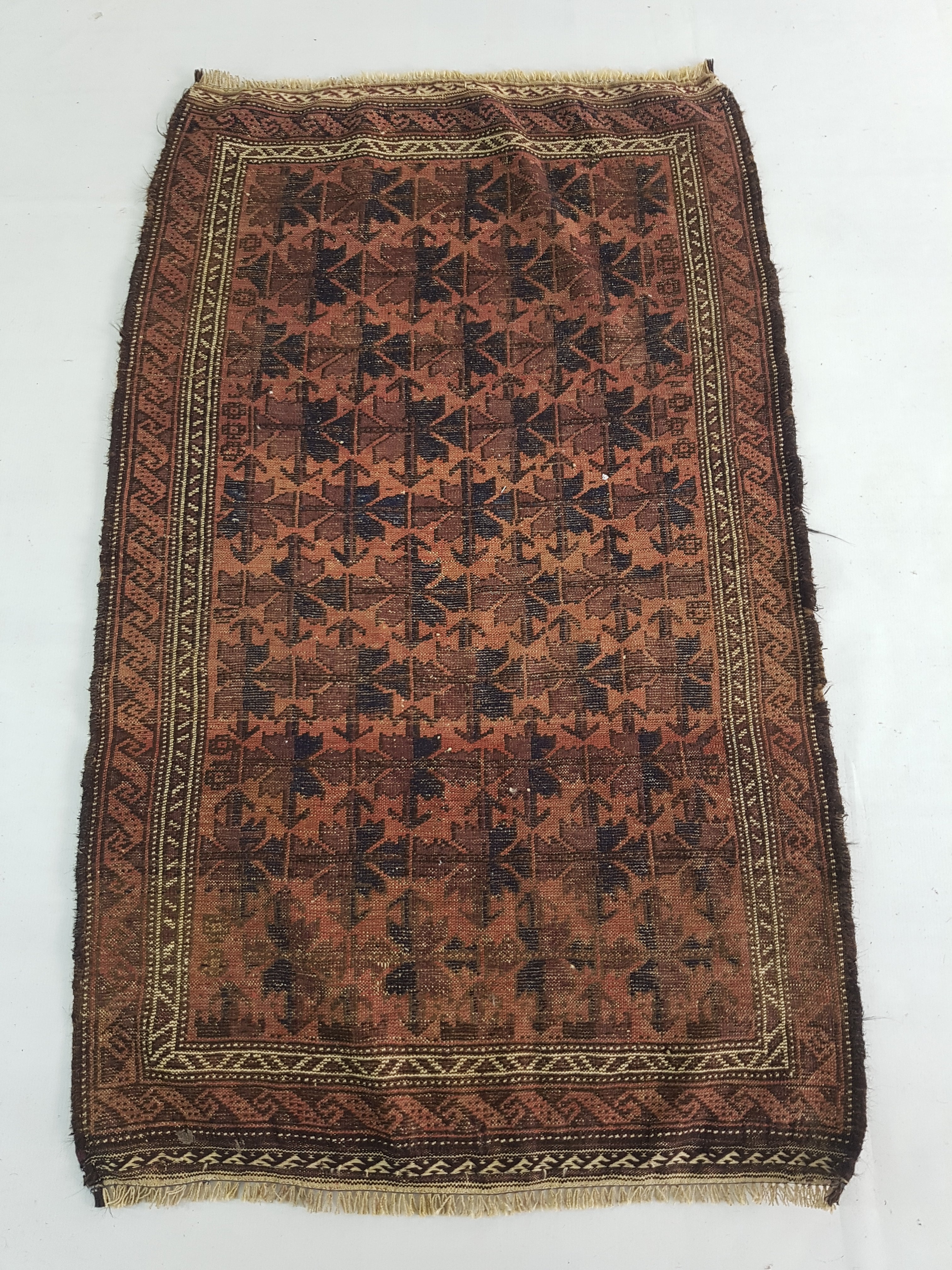 Distressed Antique Traditional Handmade Afghan Wool Multicolor Rug 141x89cm