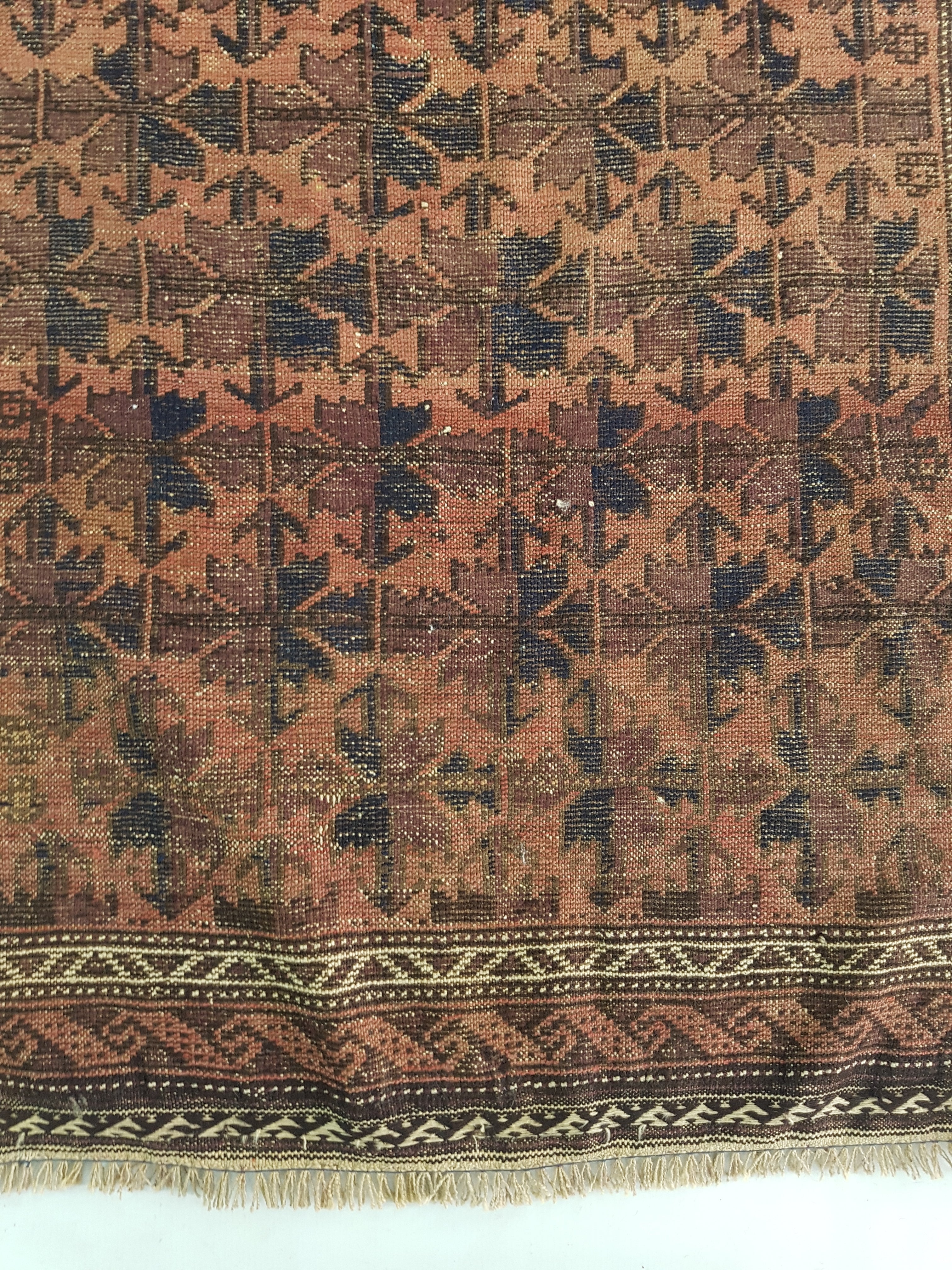 Distressed Antique Traditional Handmade Afghan Wool Multicolor Rug 141x89cm