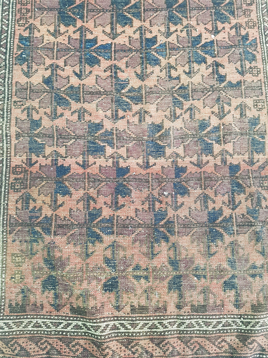 Distressed Antique Traditional Handmade Afghan Wool Multicolor Rug 141x89cm