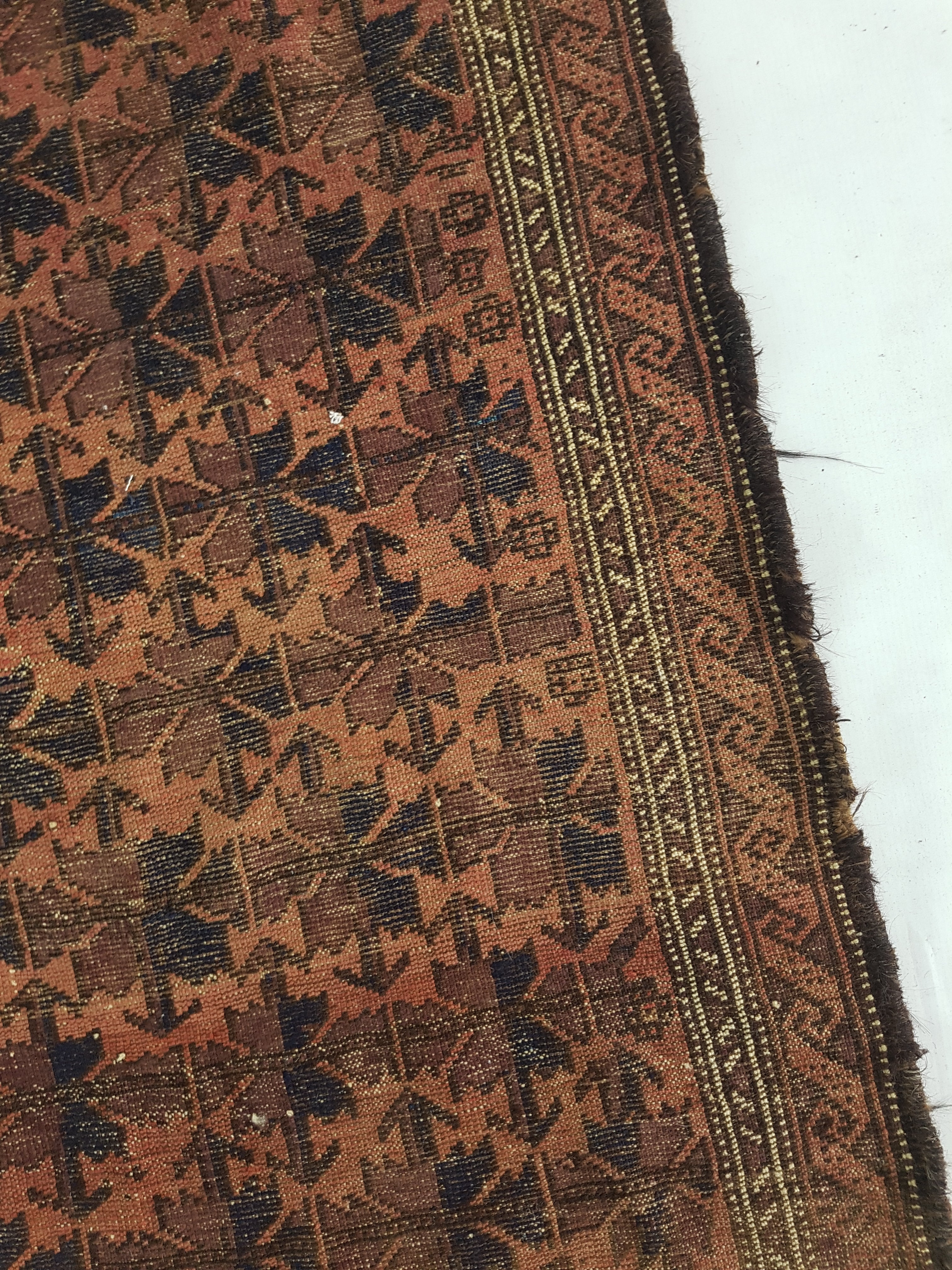 Distressed Antique Traditional Handmade Afghan Wool Multicolor Rug 141x89cm