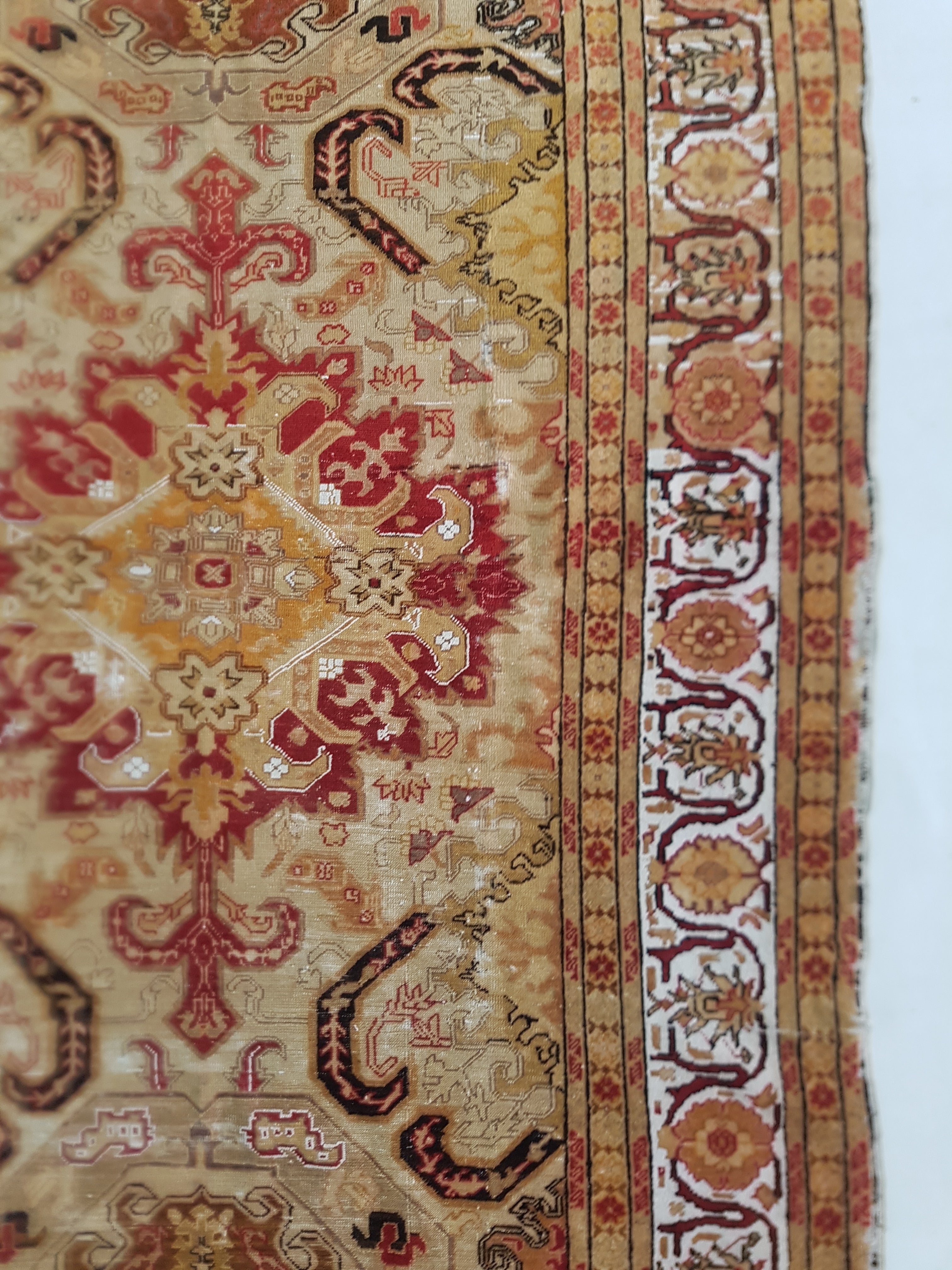 Distressed Vintage Traditional Handmade Turkish Oushak Wool Multicolor Rug 185x120cm