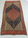 Distressed Antique Handmade Caucasian Karabakh Wool Multicolor Rug 276x154cm
