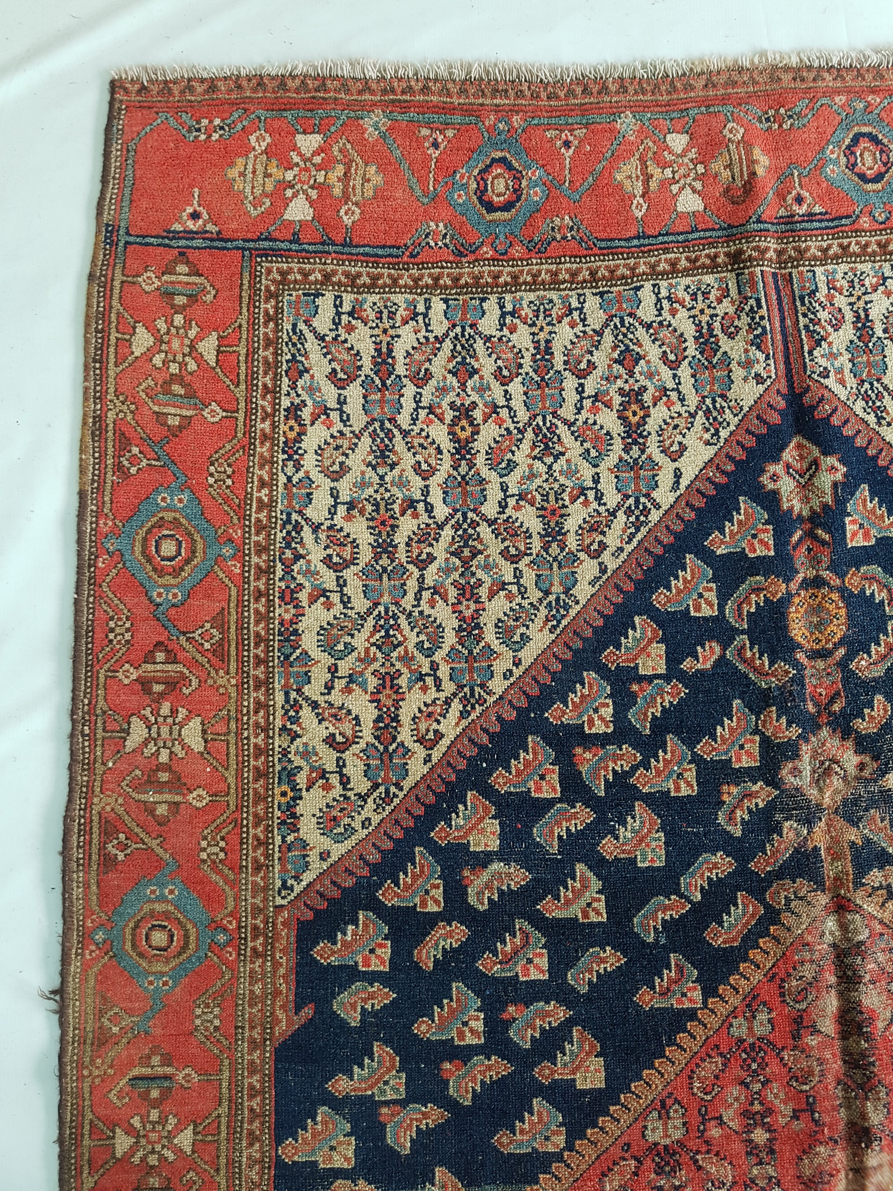 Distressed Antique Handmade Caucasian Karabakh Wool Multicolor Rug 276x154cm
