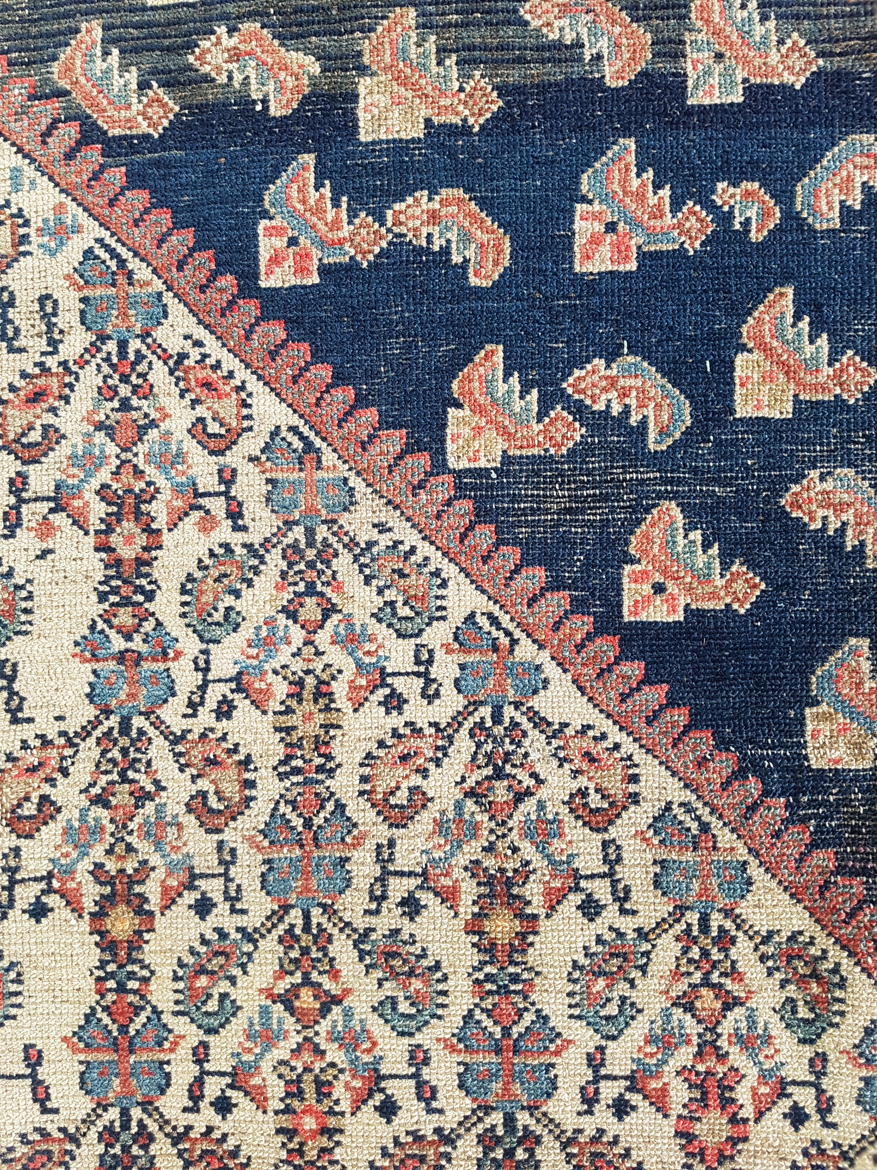 Distressed Antique Handmade Caucasian Karabakh Wool Multicolor Rug 276x154cm