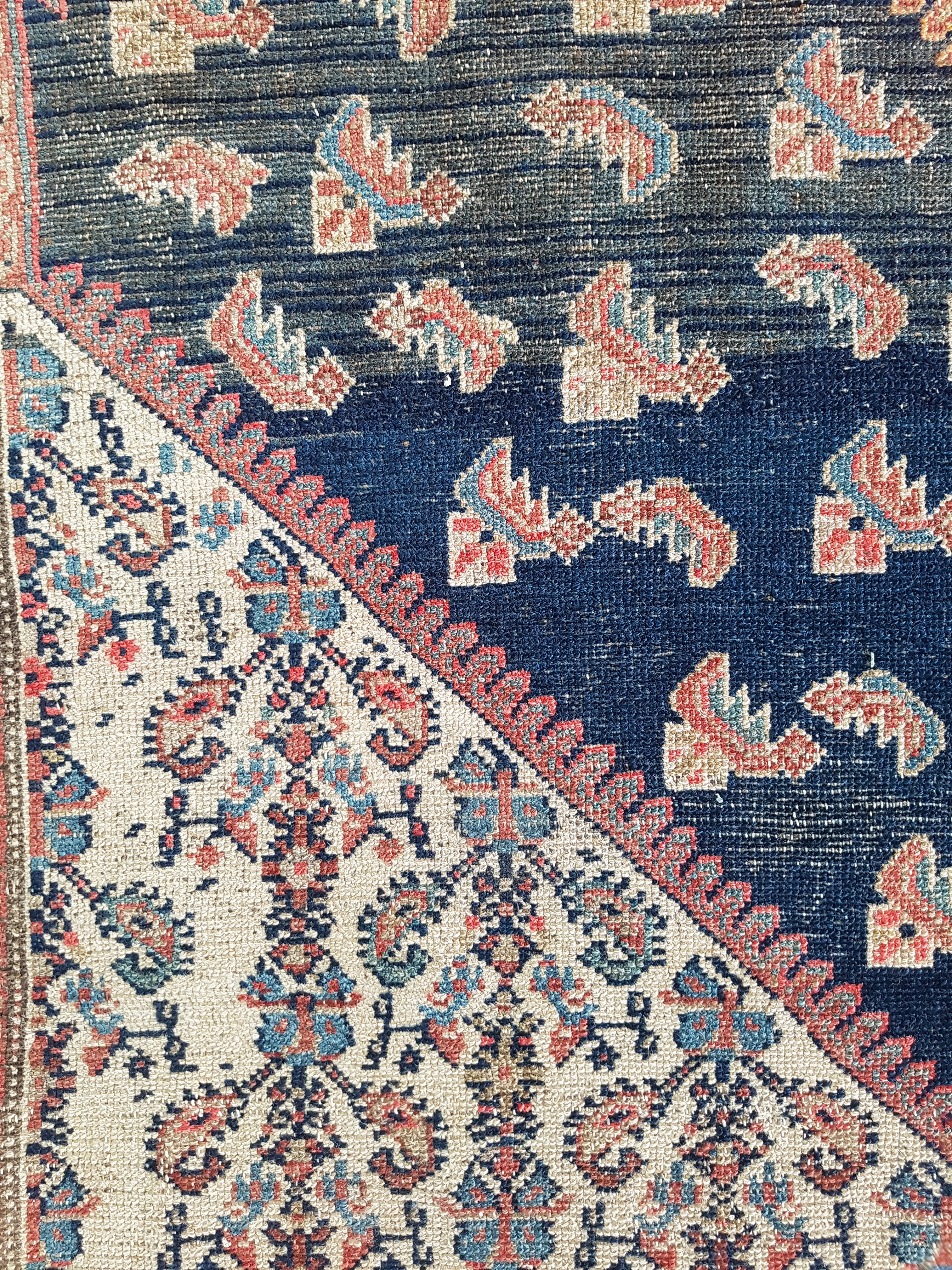 Distressed Antique Handmade Caucasian Karabakh Wool Multicolor Rug 276x154cm