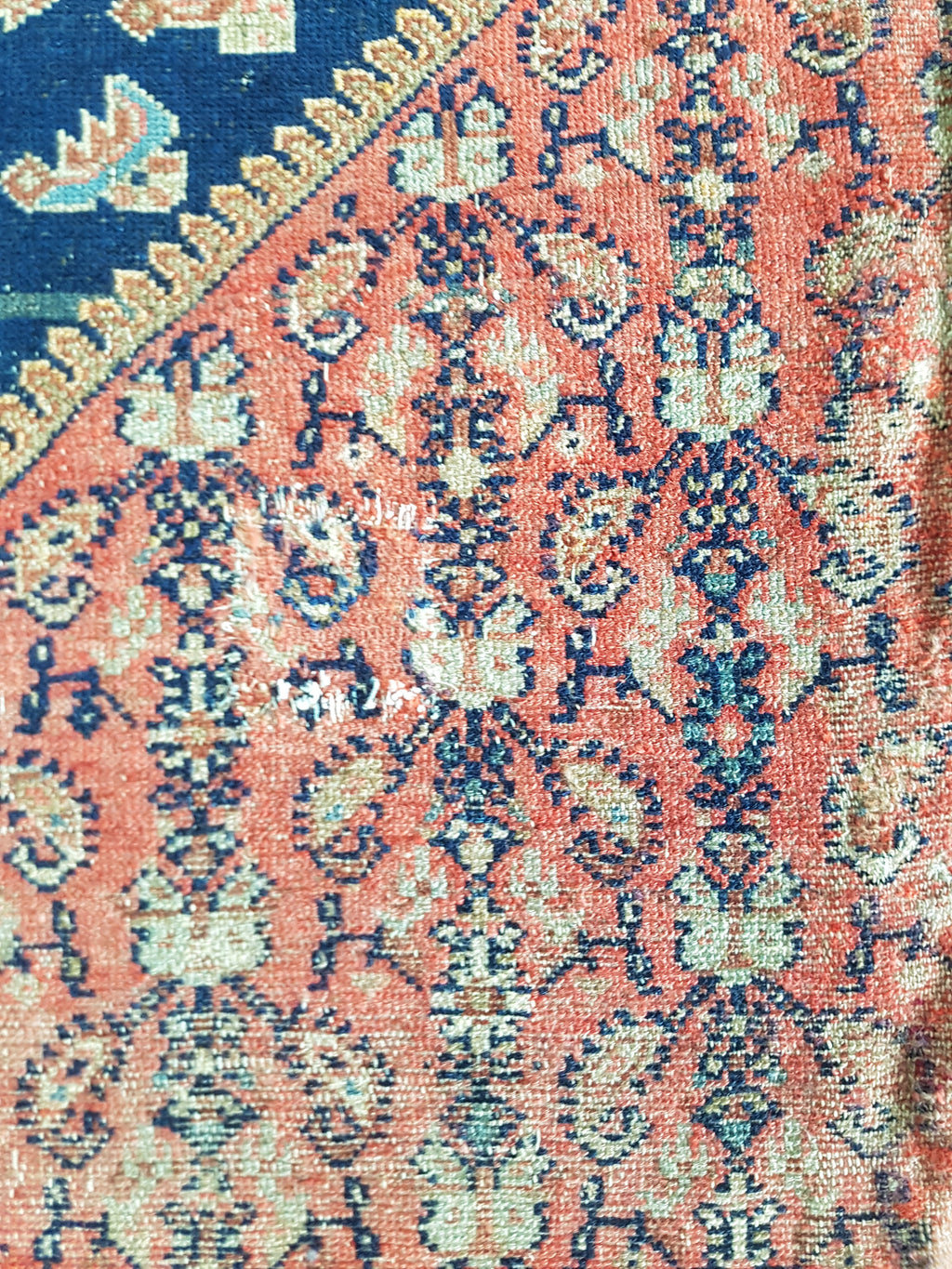 Distressed Antique Handmade Caucasian Karabakh Wool Multicolor Rug 276x154cm