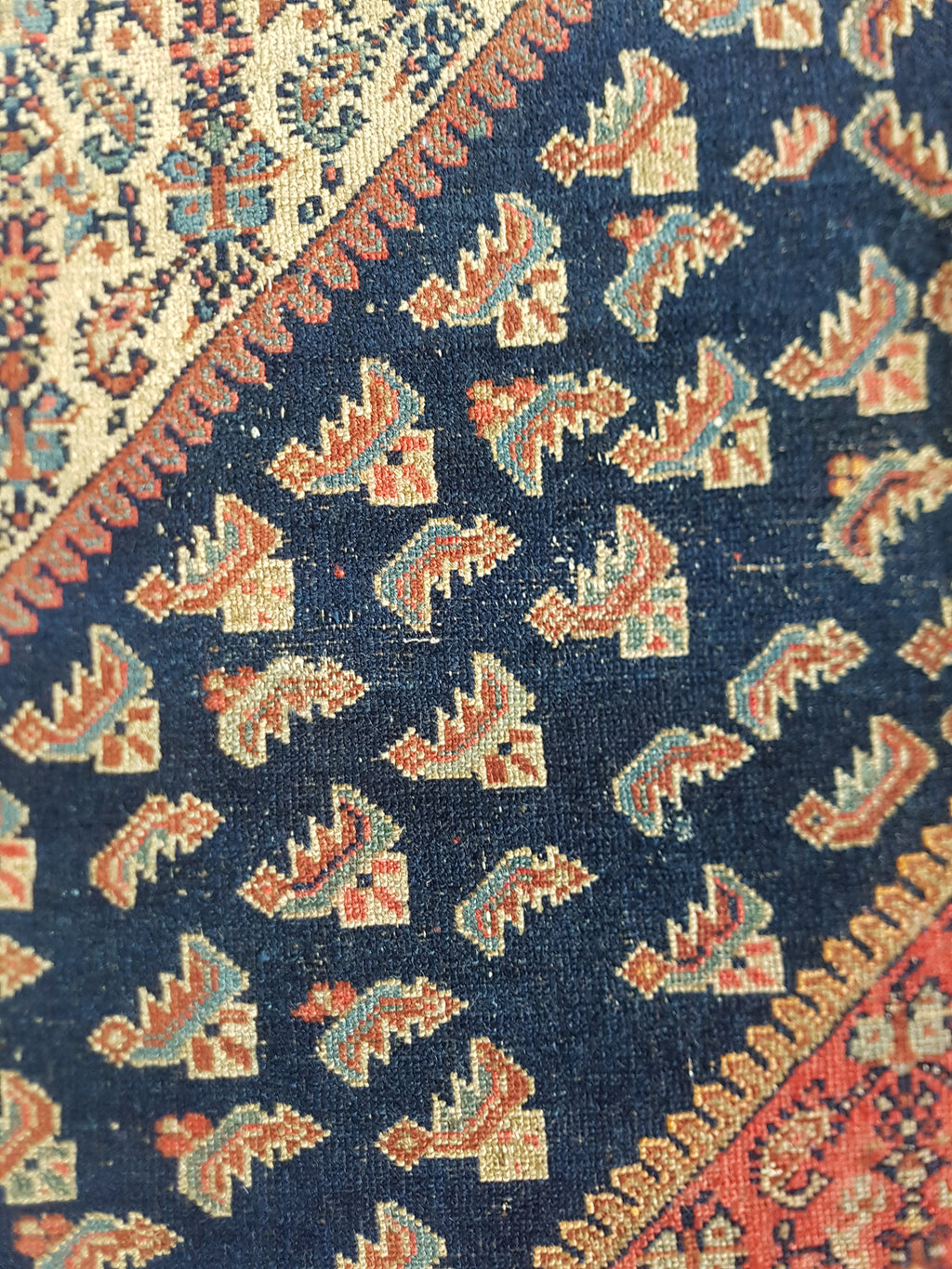 Distressed Antique Handmade Caucasian Karabakh Wool Multicolor Rug 276x154cm