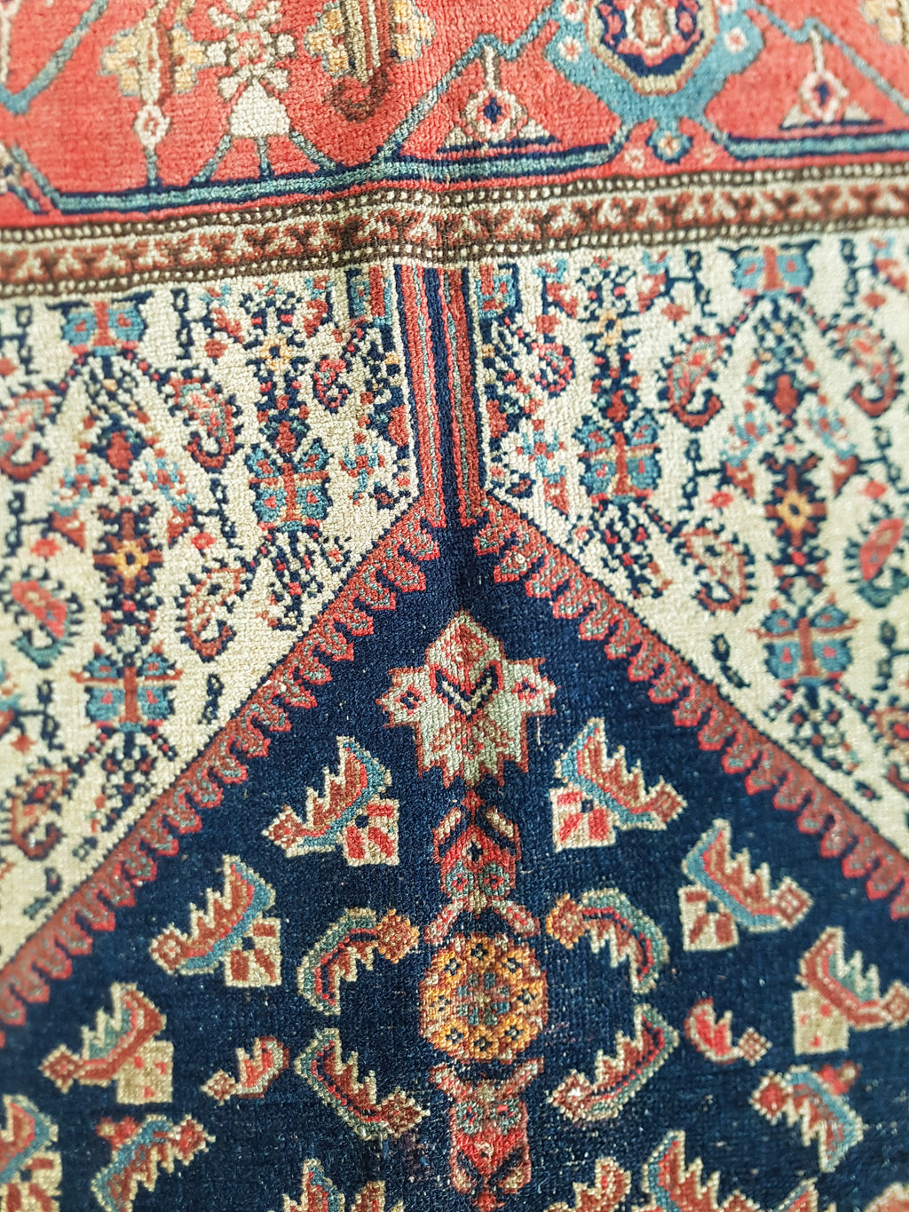 Distressed Antique Handmade Caucasian Karabakh Wool Multicolor Rug 276x154cm