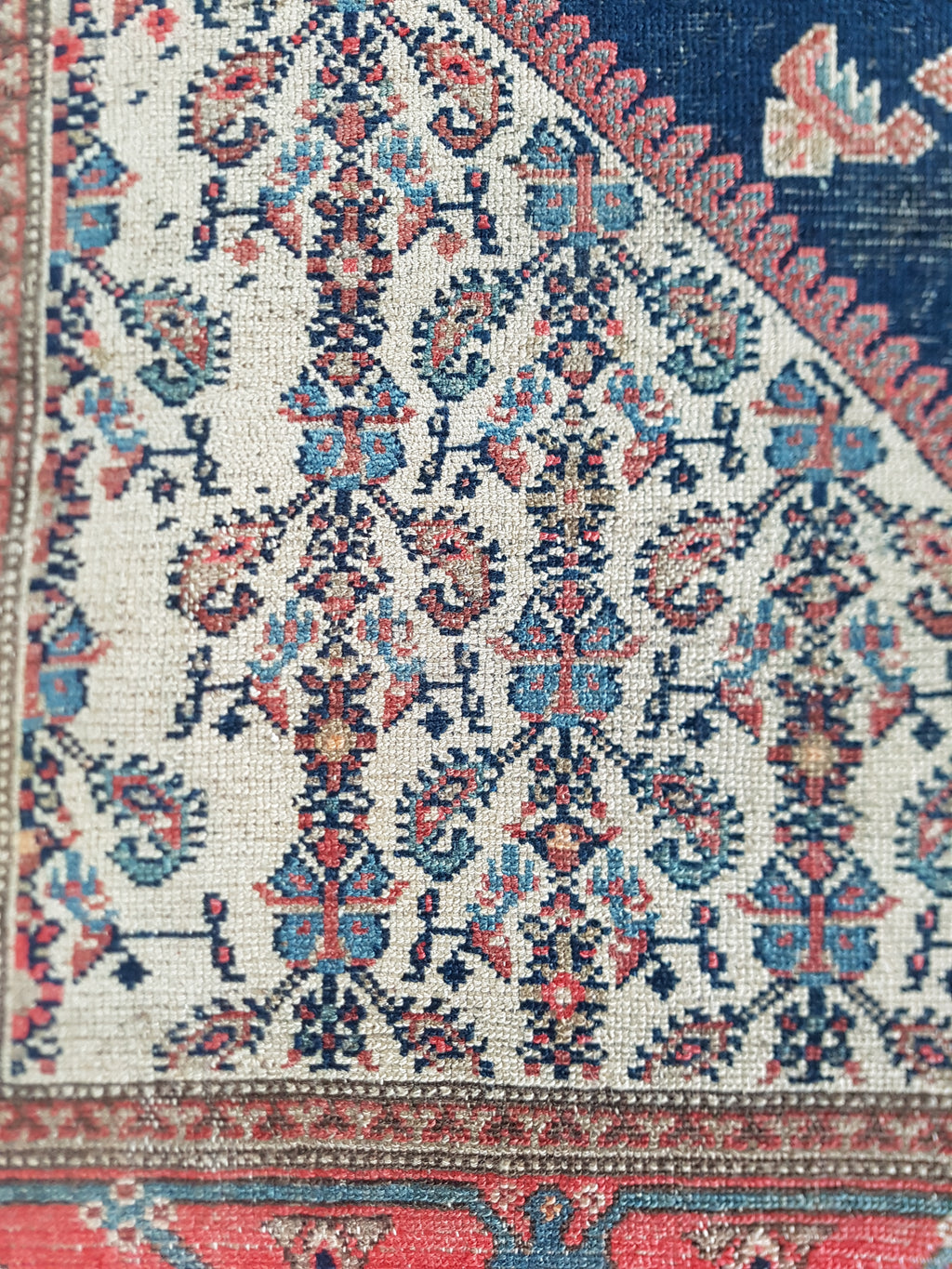Distressed Antique Handmade Caucasian Karabakh Wool Multicolor Rug 276x154cm