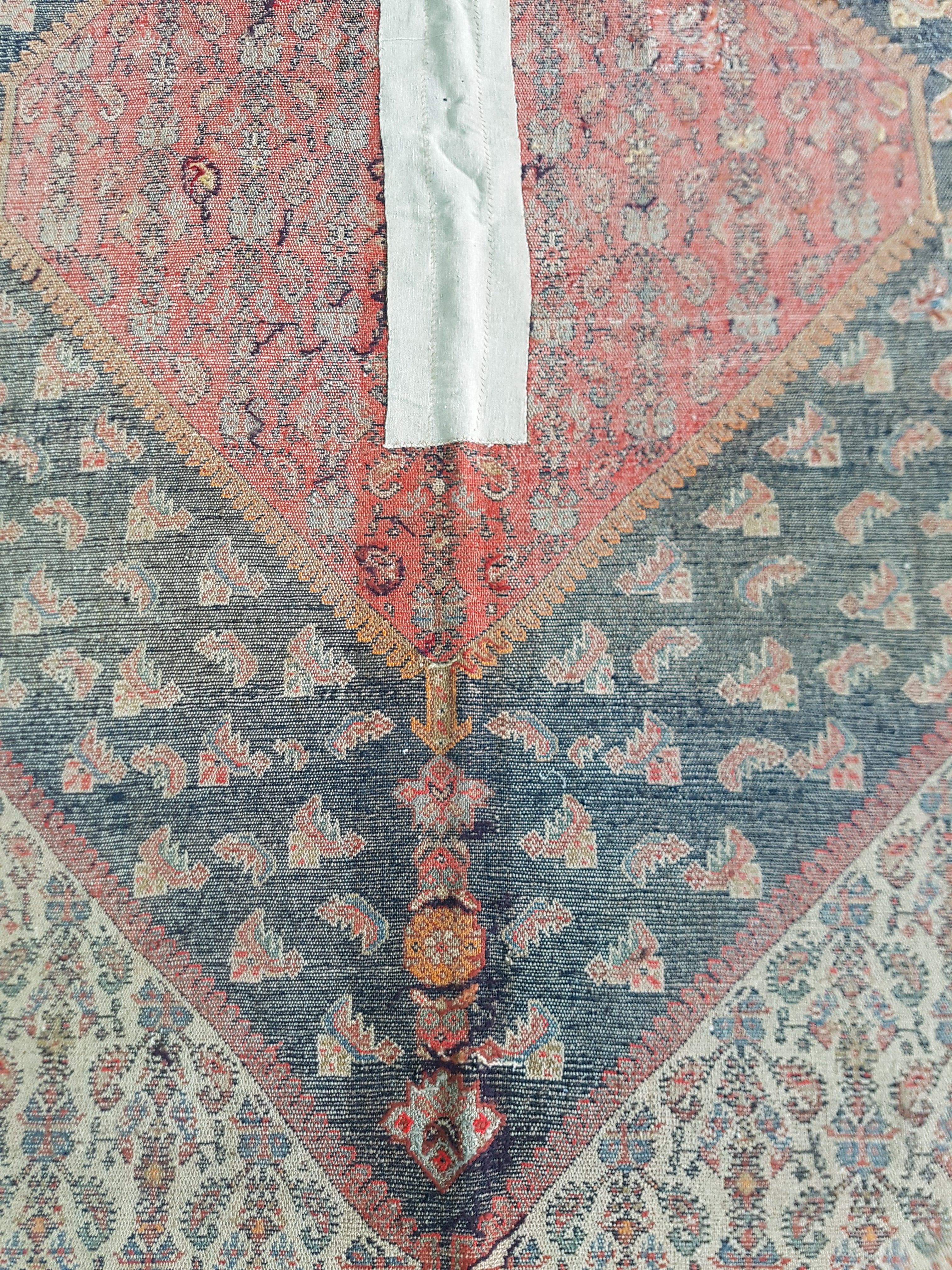 Distressed Antique Handmade Caucasian Karabakh Wool Multicolor Rug 276x154cm