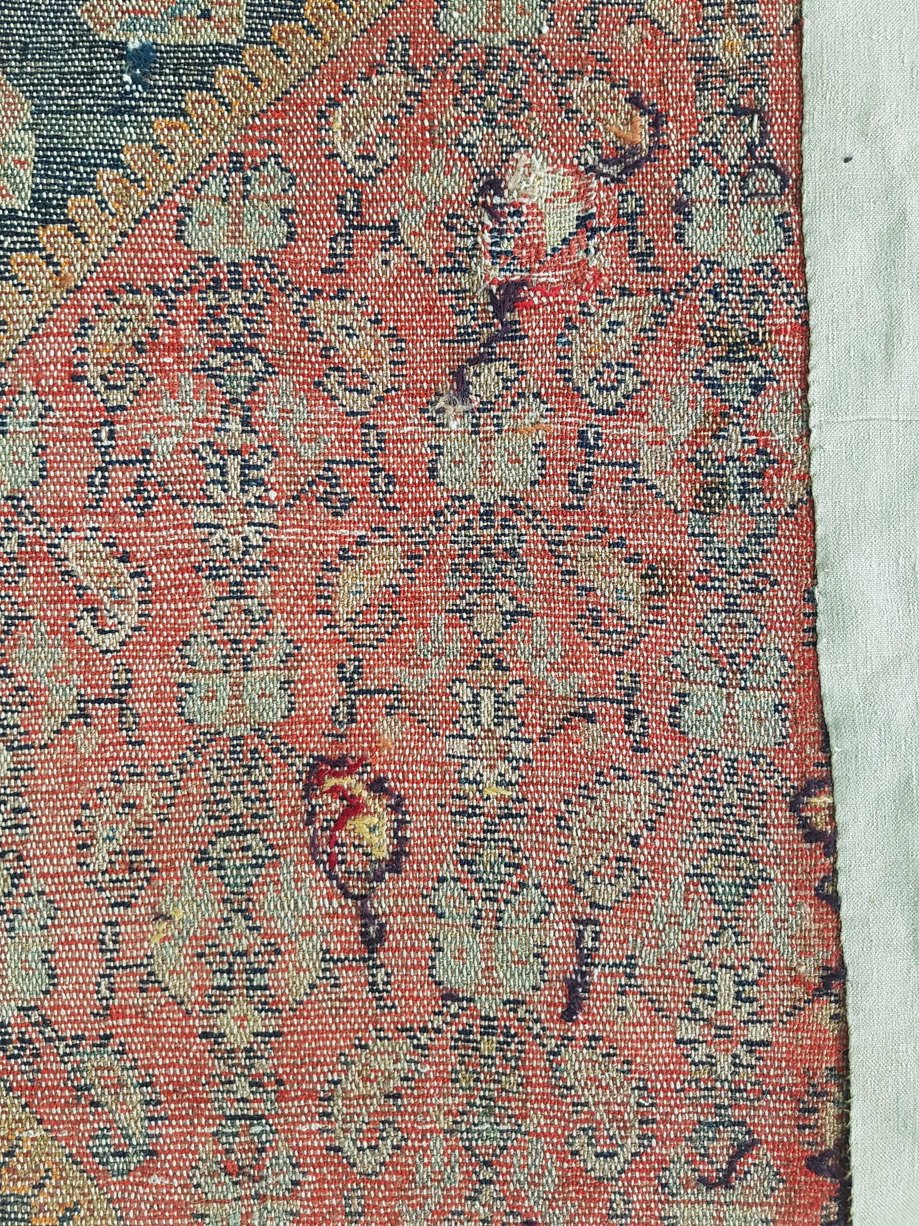 Distressed Antique Handmade Caucasian Karabakh Wool Multicolor Rug 276x154cm