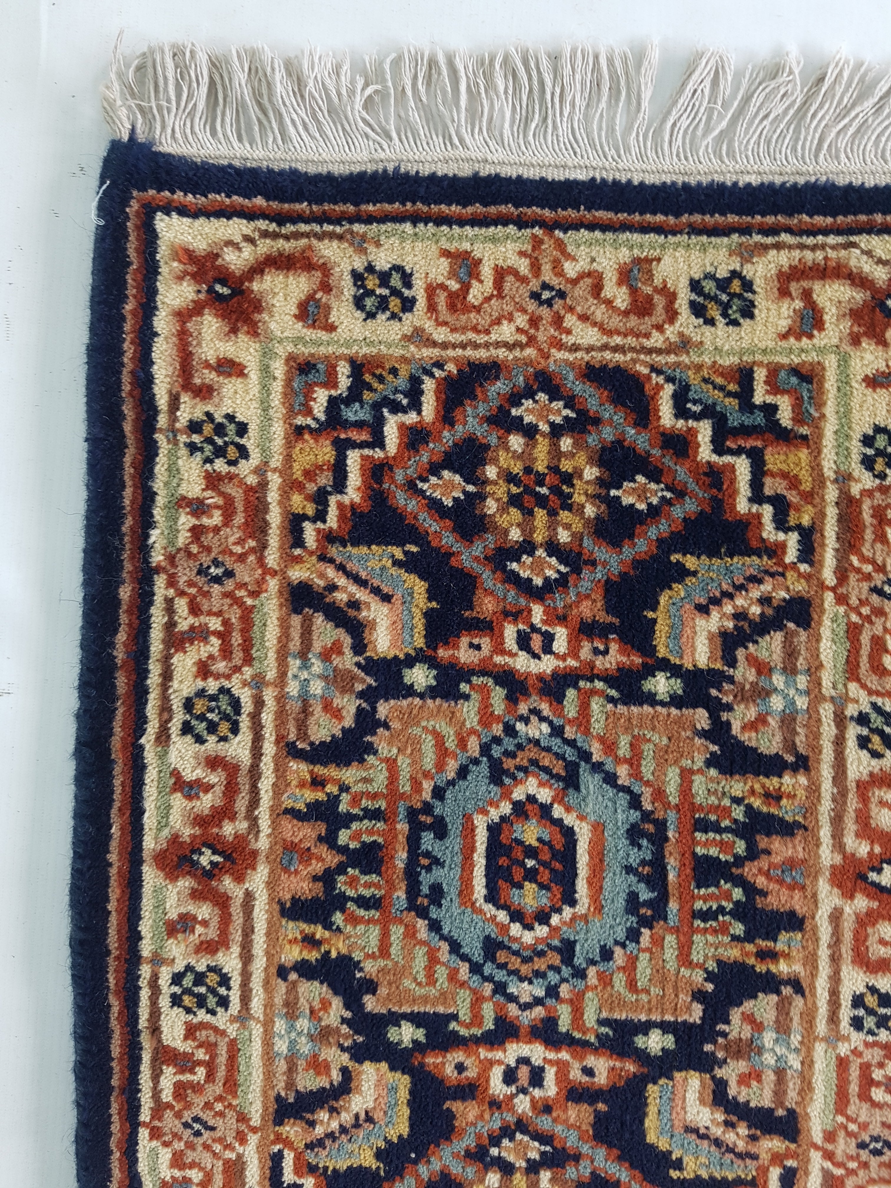 Vintage Traditional Handmade Oriental Wool Multicolor Rug 59x41cm