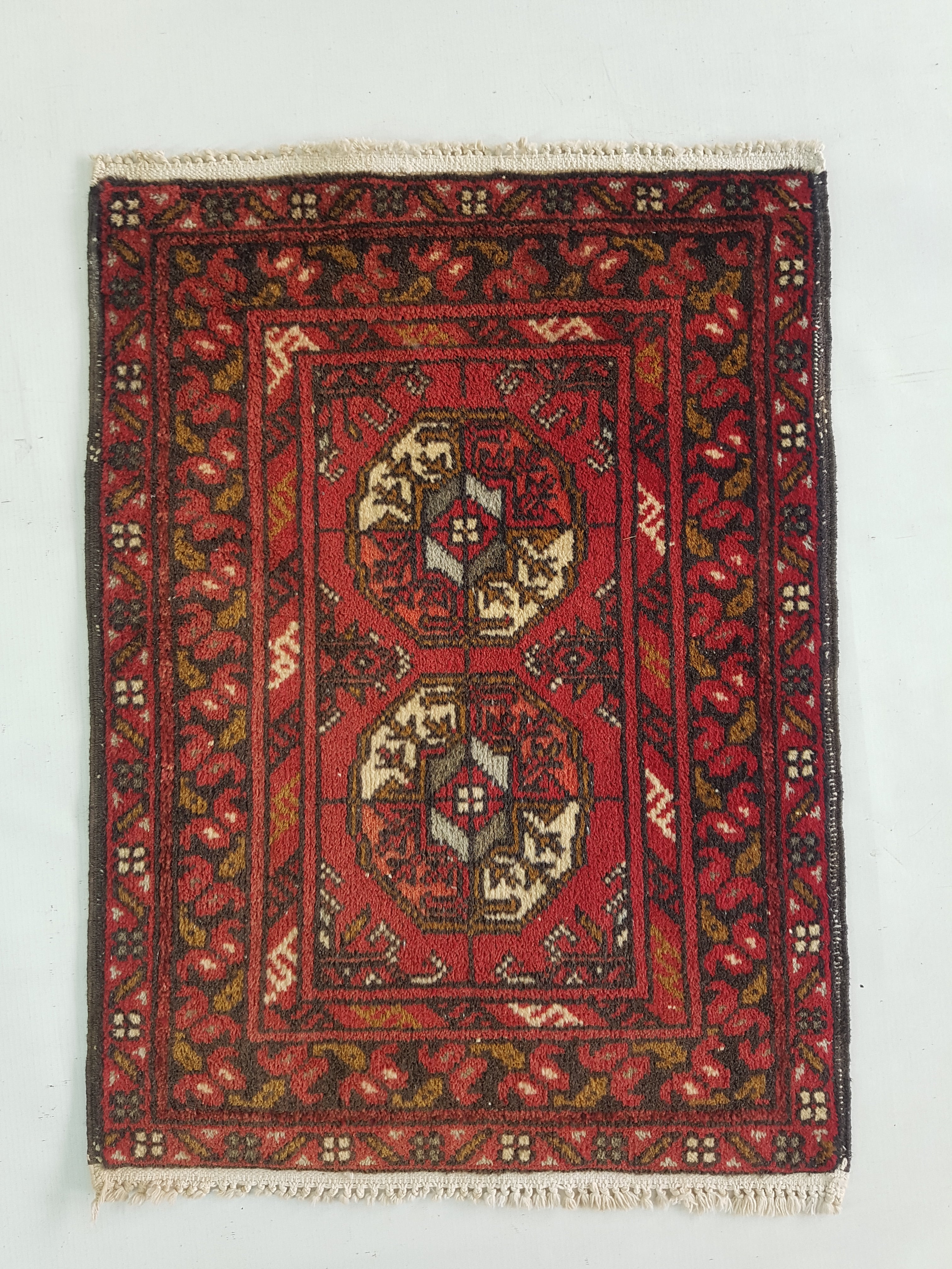 Vintage Traditional Handmade Bokhara Wool Multicolor Rug 65x50cm