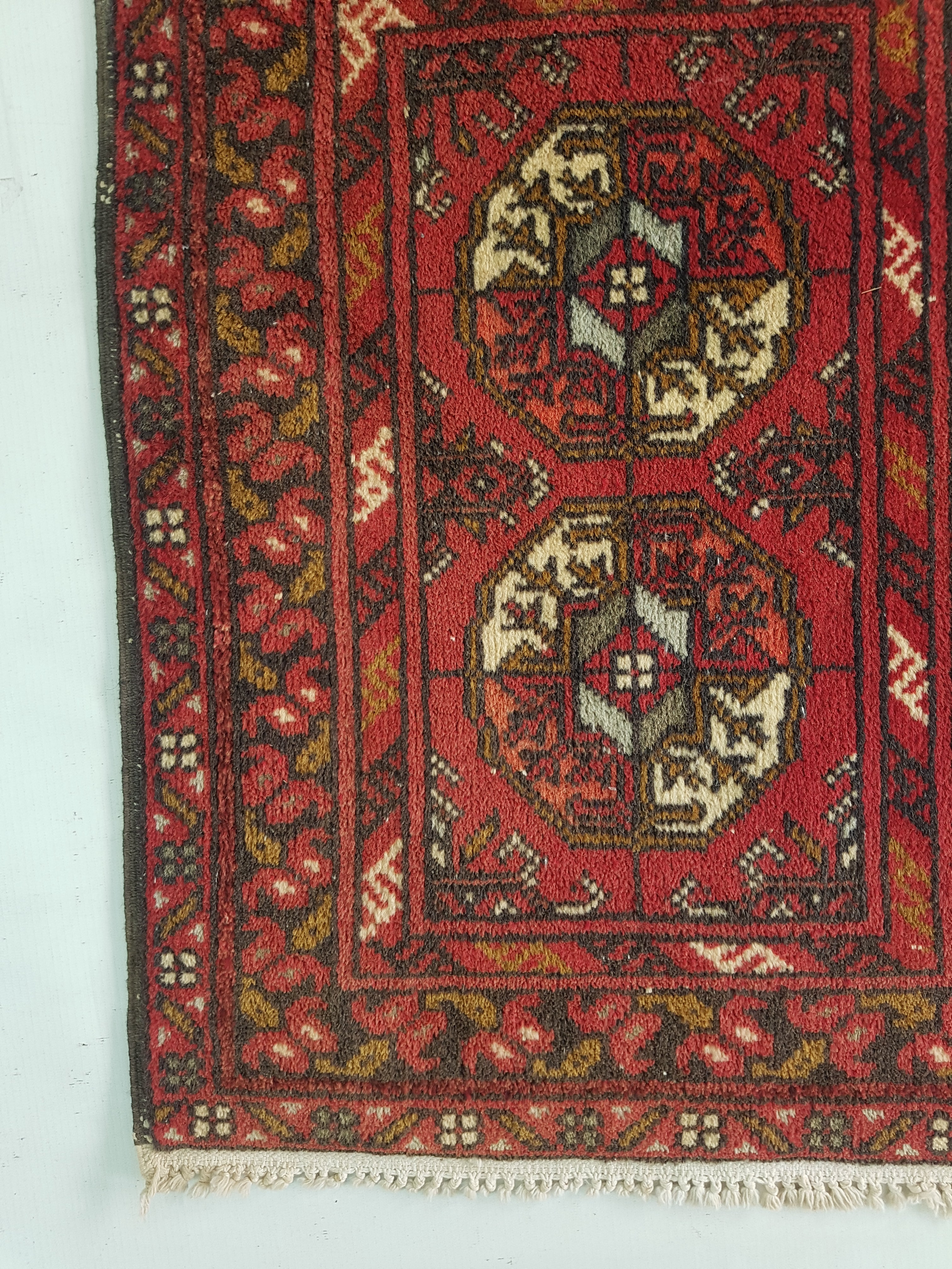 Vintage Traditional Handmade Bokhara Wool Multicolor Rug 65x50cm