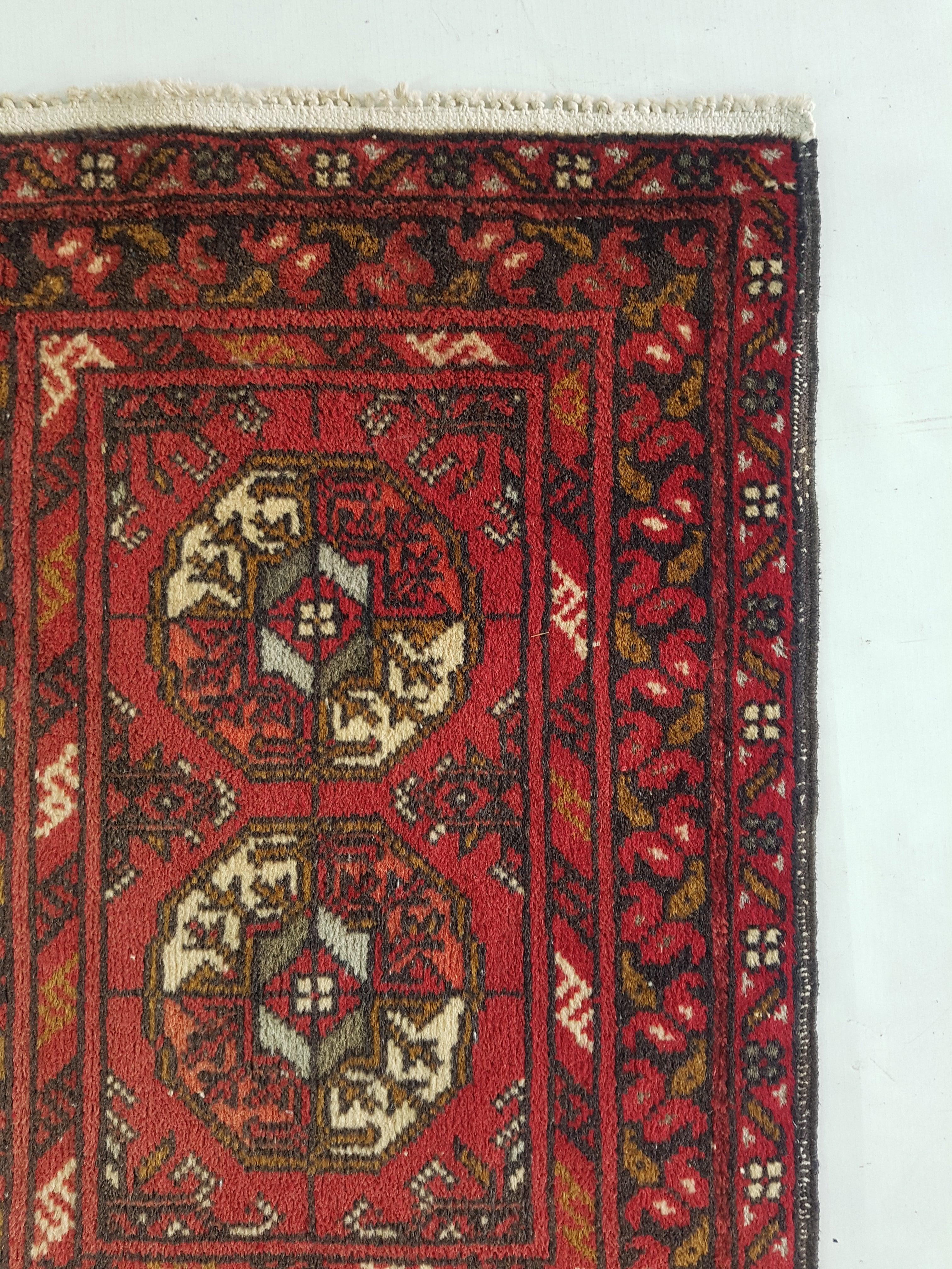 Vintage Traditional Handmade Bokhara Wool Multicolor Rug 65x50cm