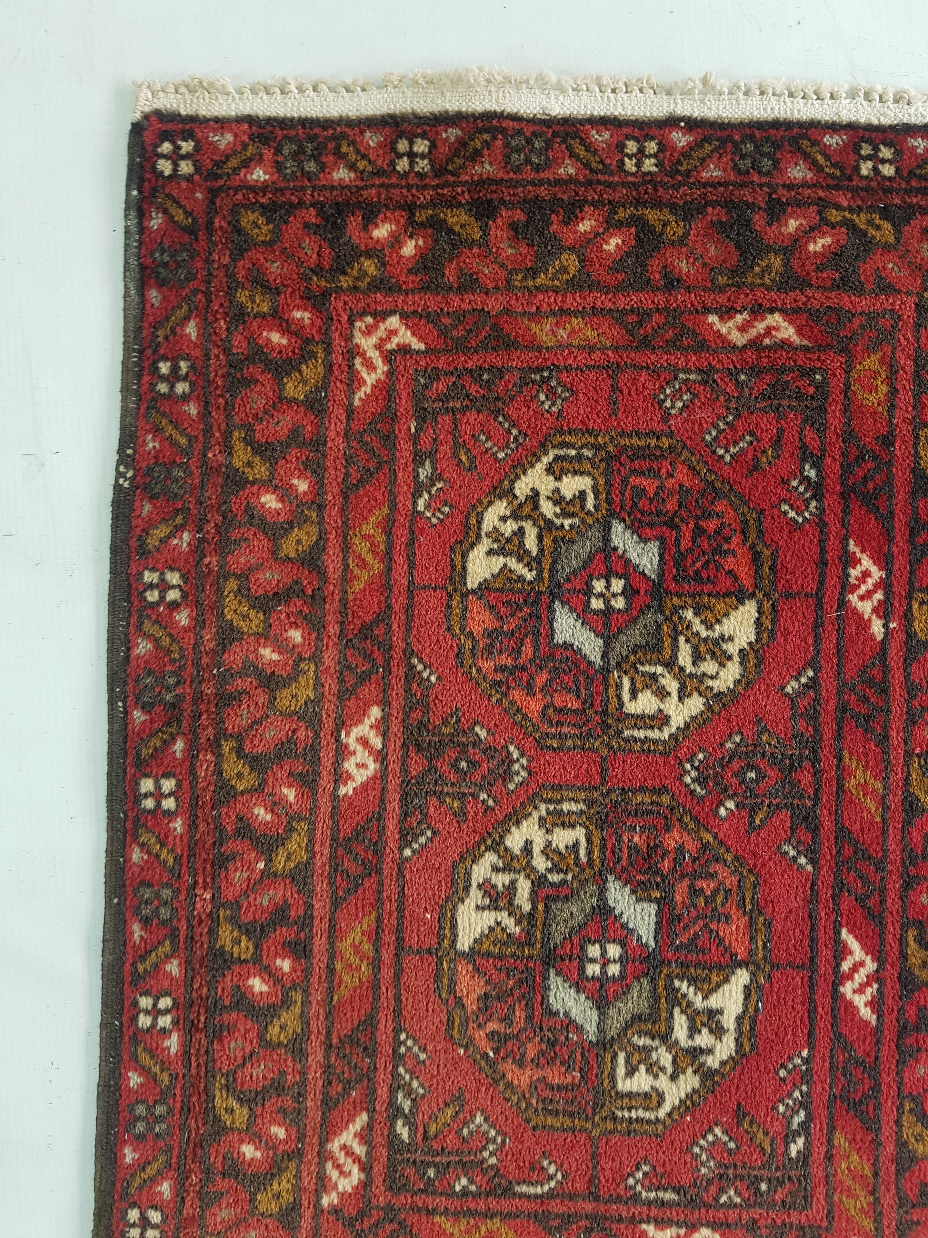Vintage Traditional Handmade Bokhara Wool Multicolor Rug 65x50cm
