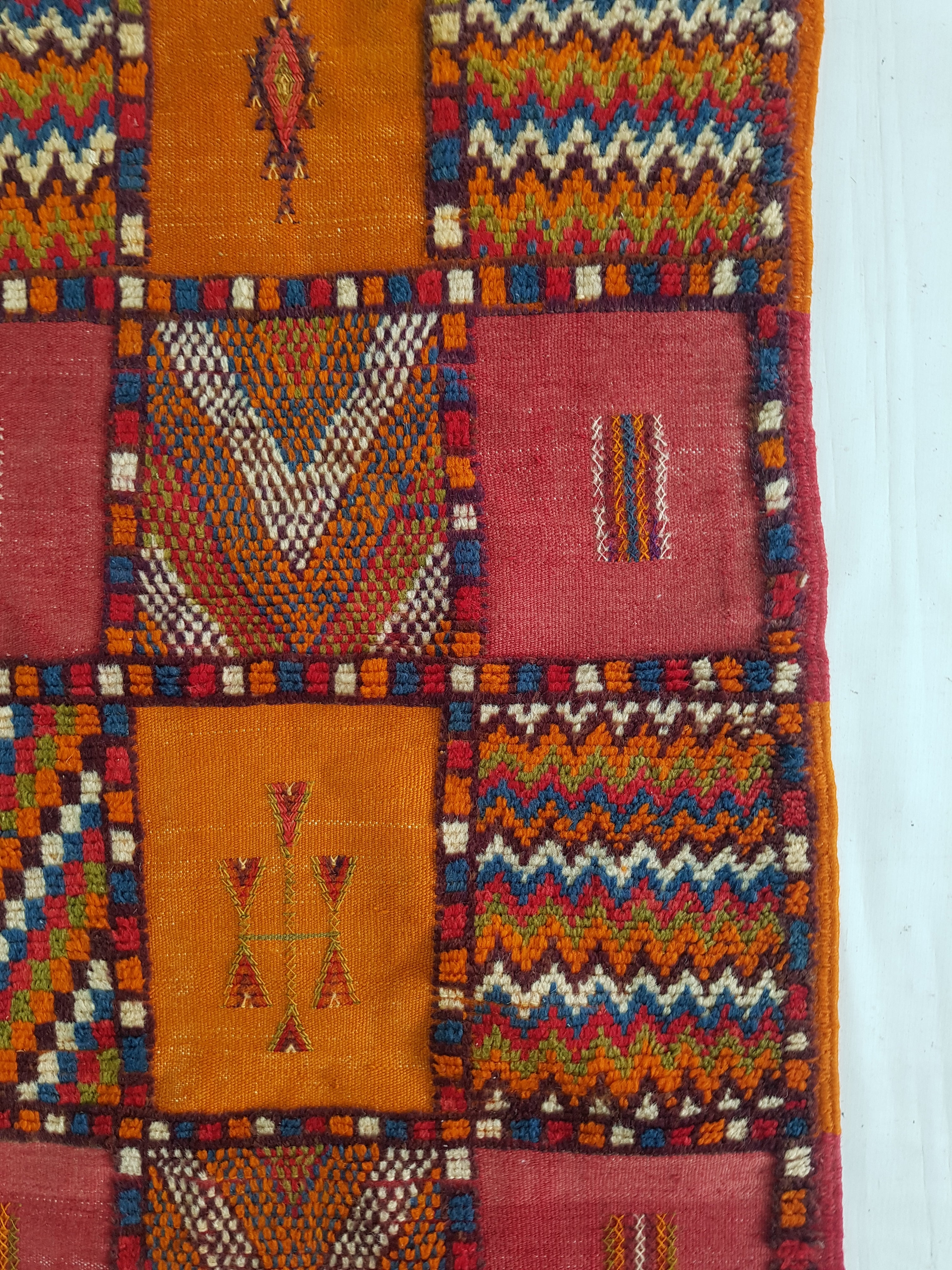 Vintage Handmade Berber Moroccan Wool Multicolor Rug 113x70cm