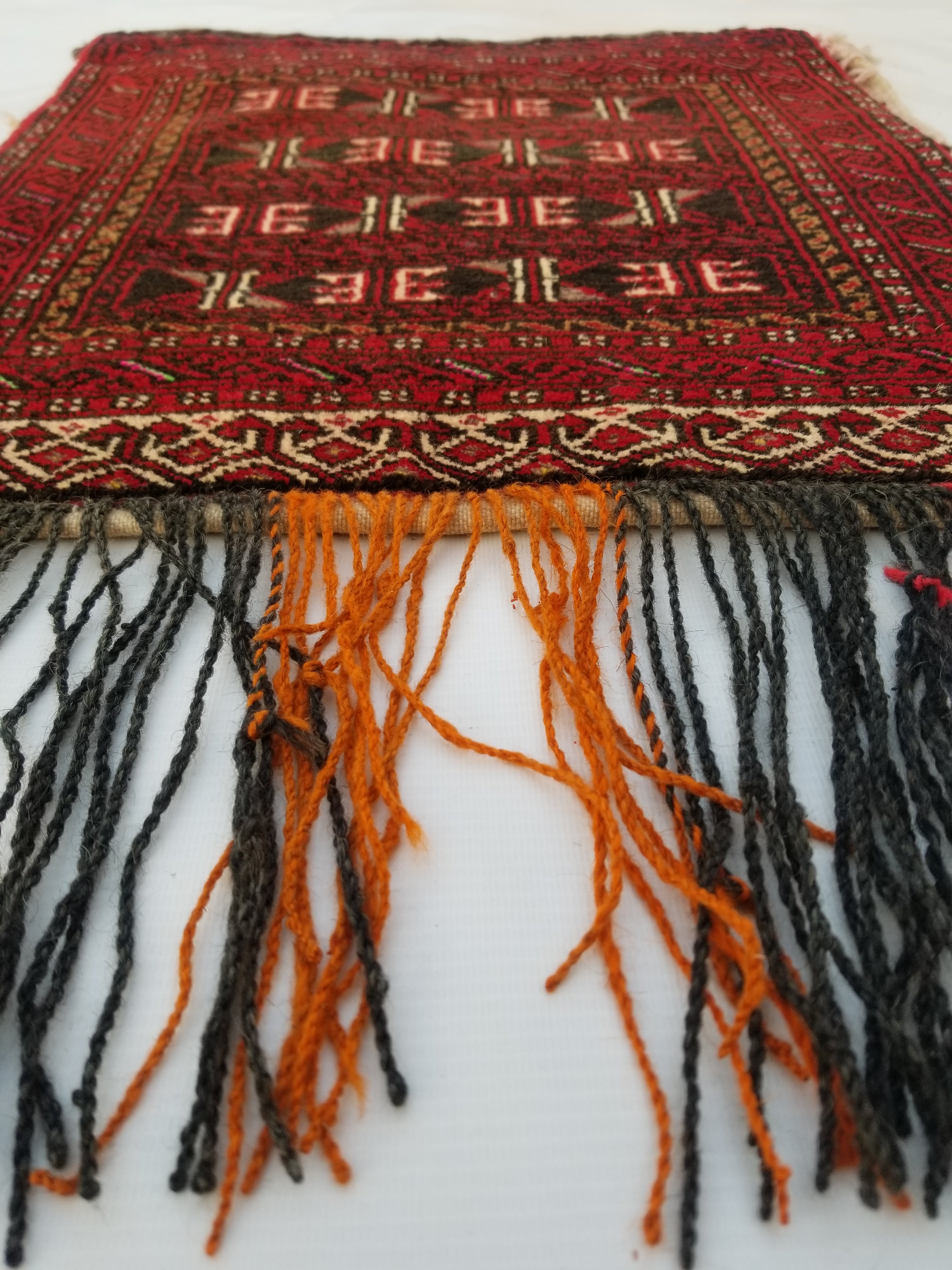 Antique Traditional Handmade Afghan Wool Multicolor Saddle Bag 53x49cm