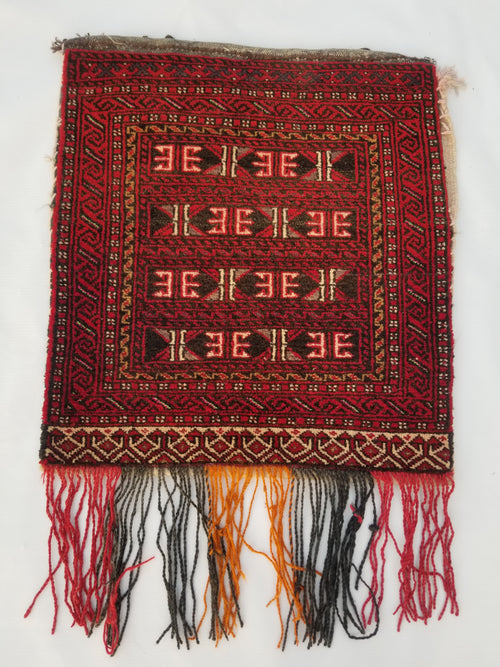 Antique Traditional Handmade Afghan Wool Multicolor Saddle Bag 53x49cm