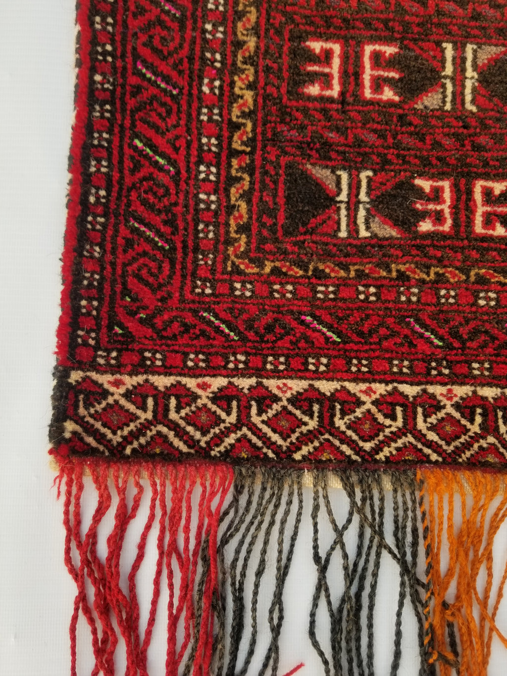 Antique Traditional Handmade Afghan Wool Multicolor Saddle Bag 53x49cm