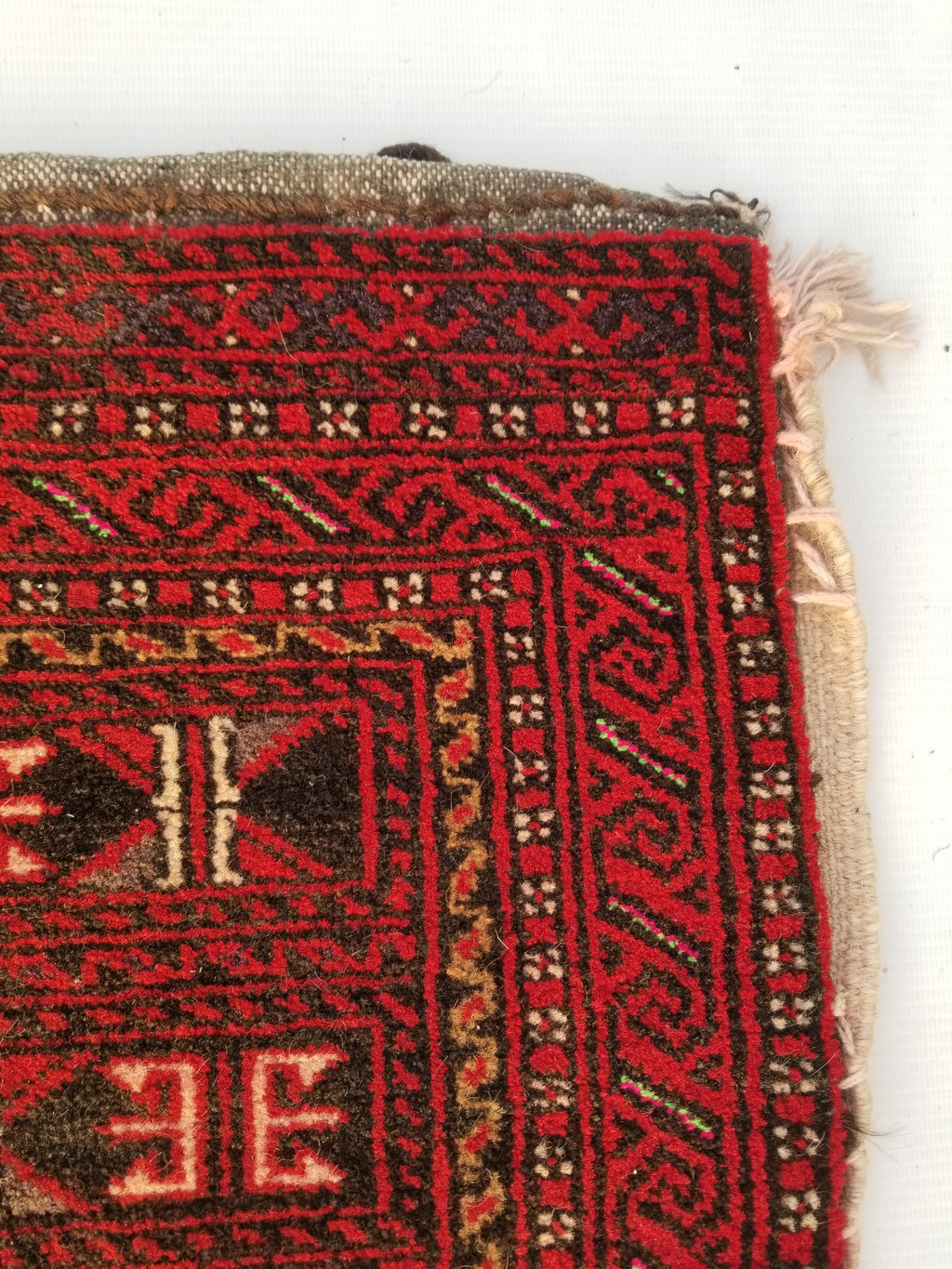 Antique Traditional Handmade Afghan Wool Multicolor Saddle Bag 53x49cm