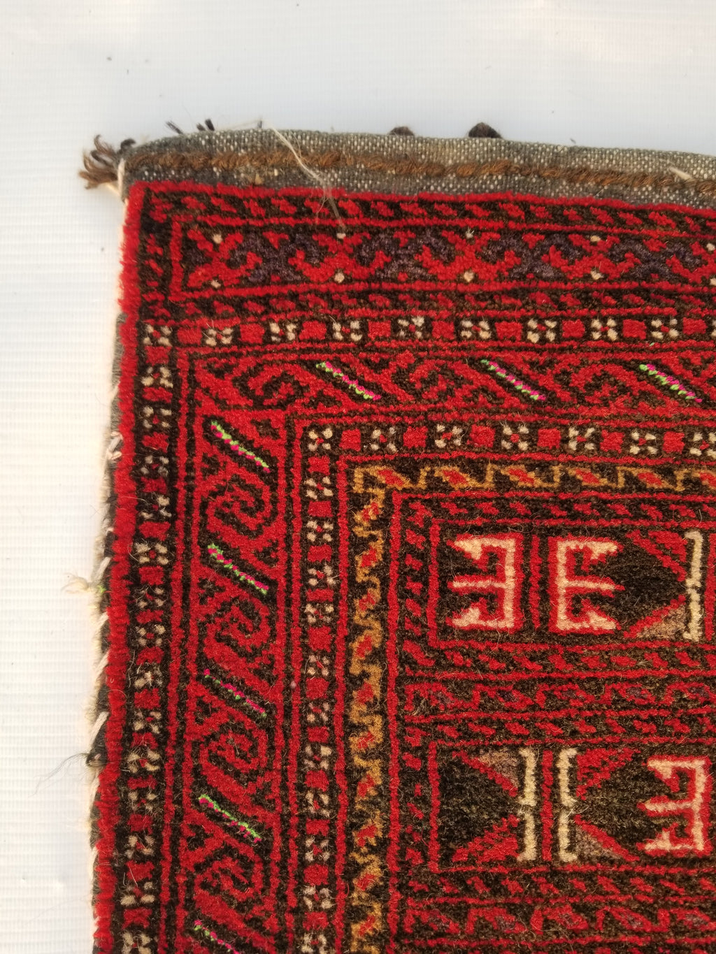 Antique Traditional Handmade Afghan Wool Multicolor Saddle Bag 53x49cm