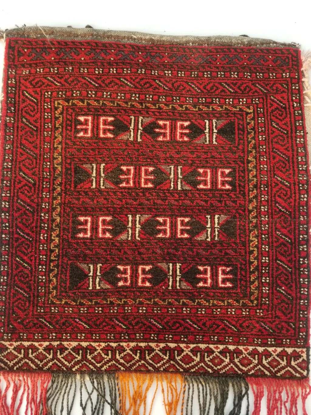 Antique Traditional Handmade Afghan Wool Multicolor Saddle Bag 53x49cm