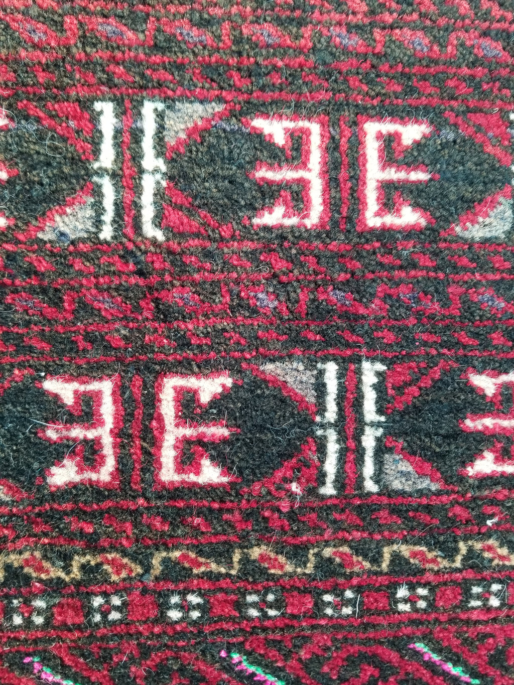Antique Traditional Handmade Afghan Wool Multicolor Saddle Bag 53x49cm